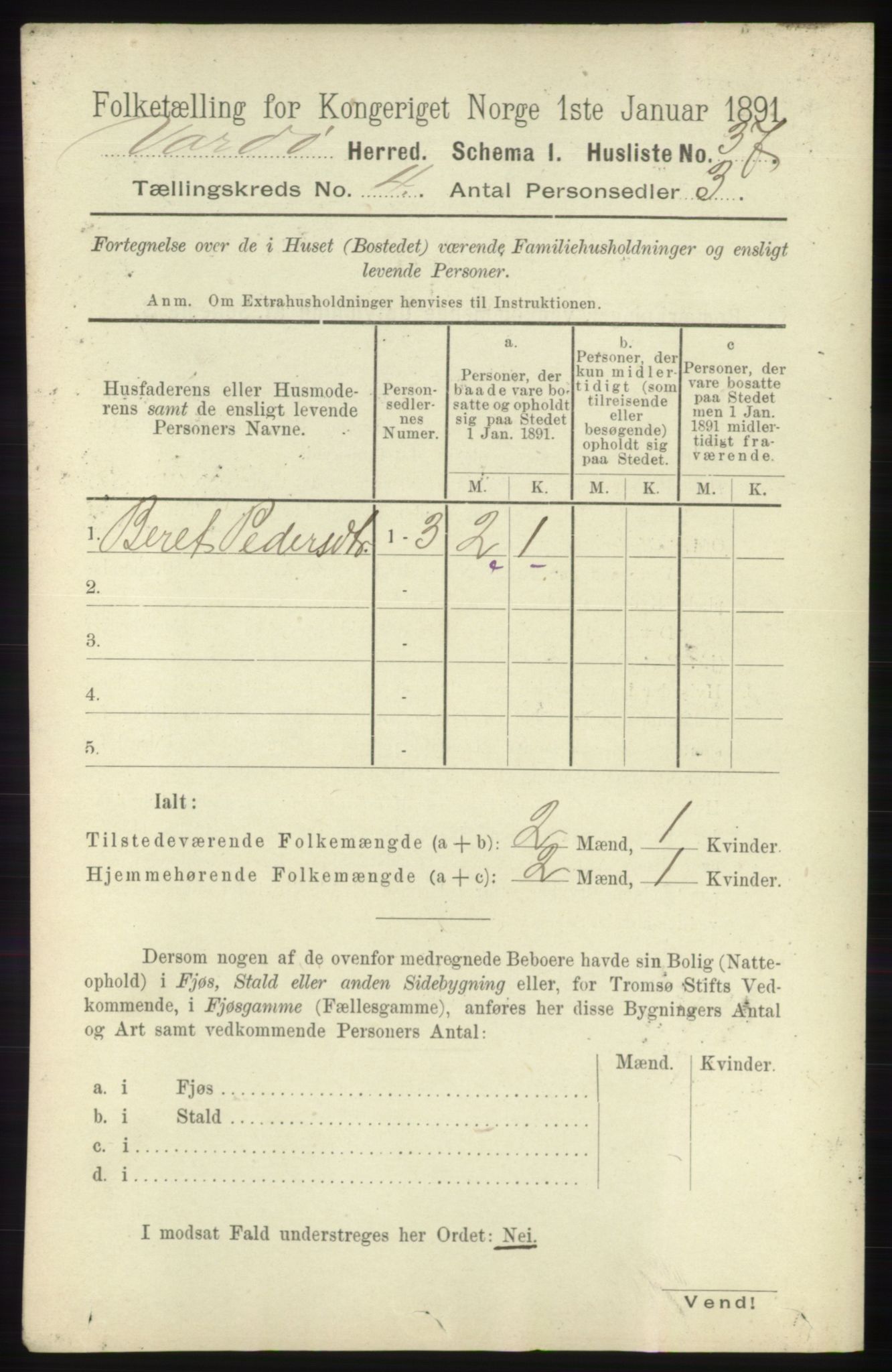 RA, 1891 census for 2028 Vardø, 1891, p. 1091