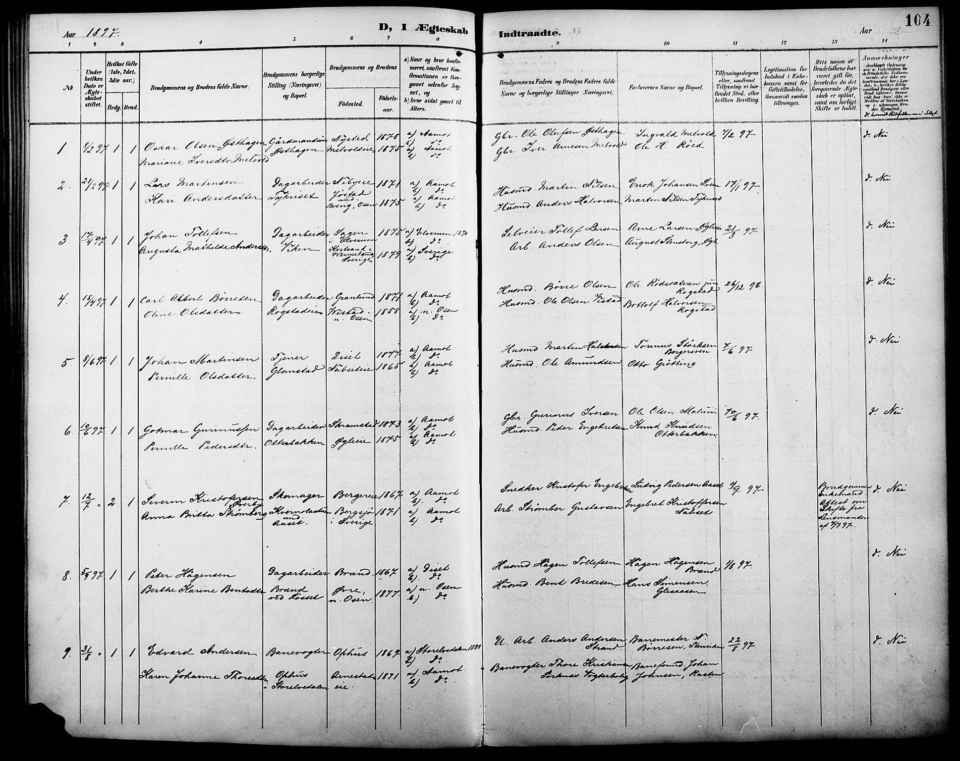 Åmot prestekontor, Hedmark, SAH/PREST-056/H/Ha/Haa/L0011: Parish register (official) no. 11, 1890-1897, p. 104