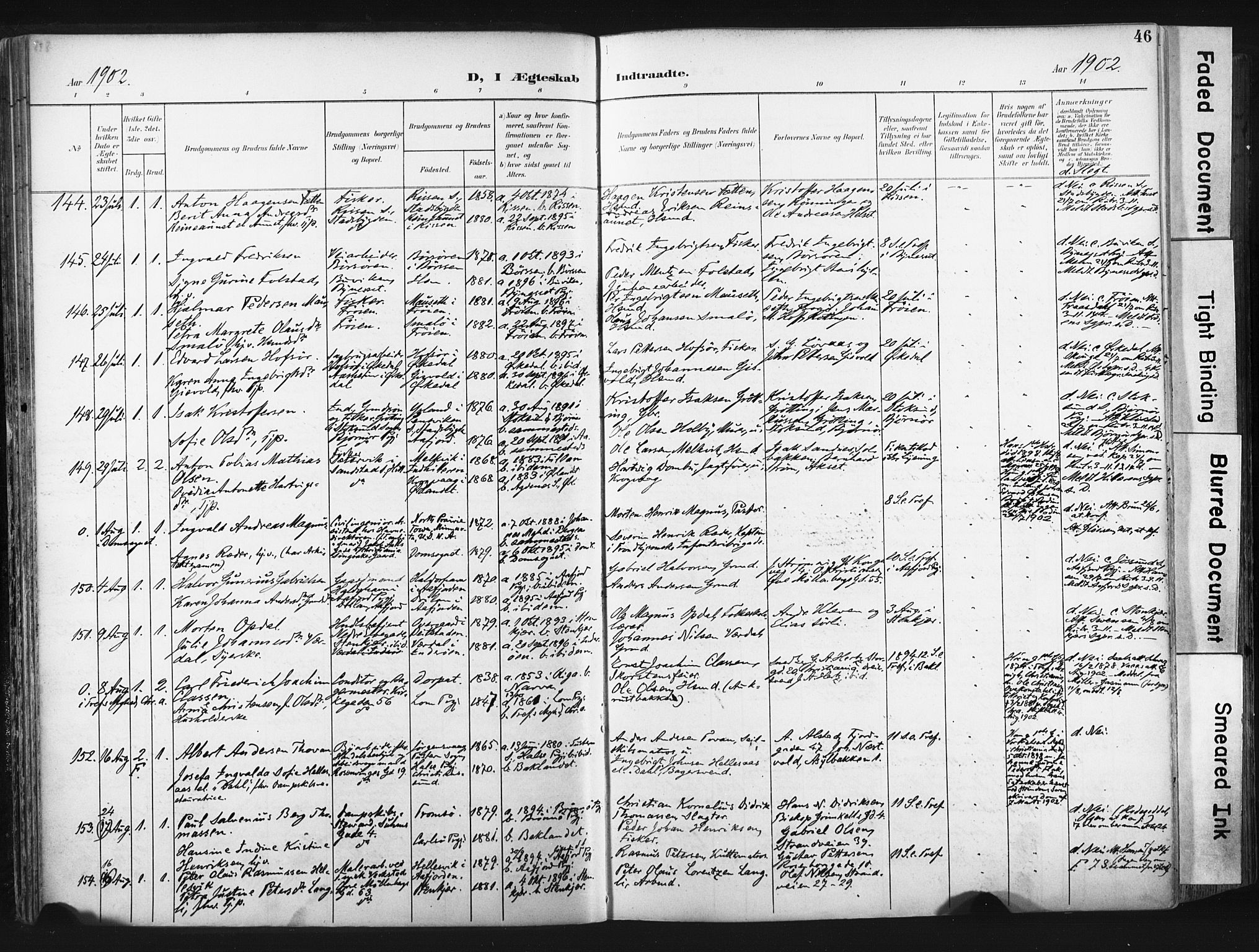 Ministerialprotokoller, klokkerbøker og fødselsregistre - Sør-Trøndelag, SAT/A-1456/604/L0201: Parish register (official) no. 604A21, 1901-1911, p. 46