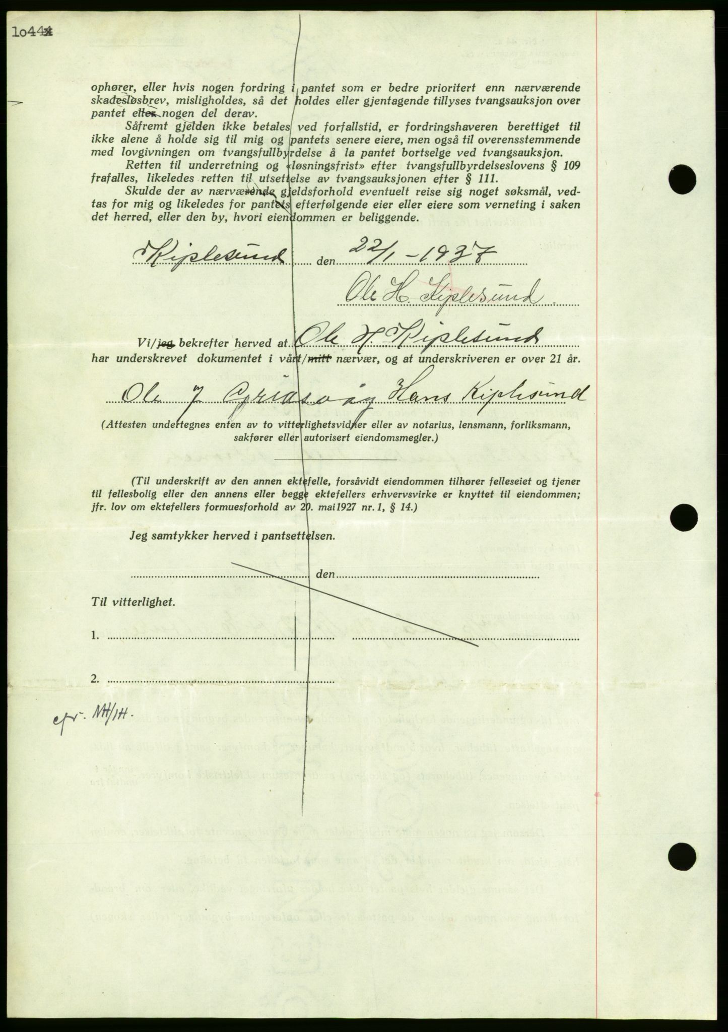 Nordmøre sorenskriveri, AV/SAT-A-4132/1/2/2Ca/L0090: Mortgage book no. B80, 1936-1937, Diary no: : 506/1937