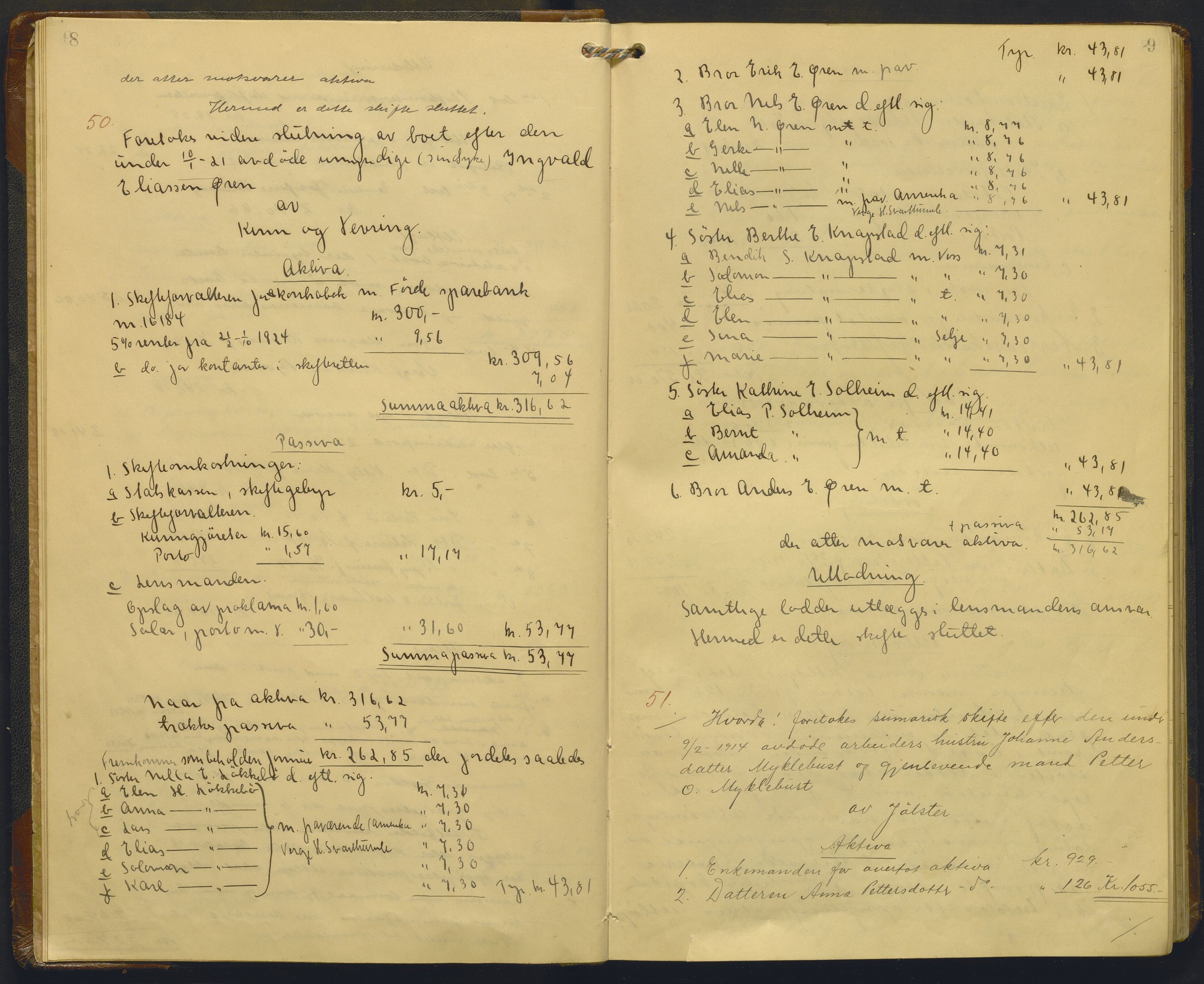 Sunnfjord tingrett, AV/SAB-A-3201/1/H/Hd/L0013: Skifteutlodningsprotokoll, 1924-1927, p. 8-9