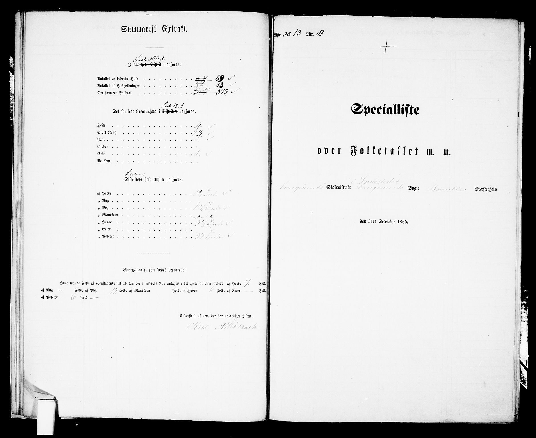 RA, 1865 census for Bamble, 1865, p. 203