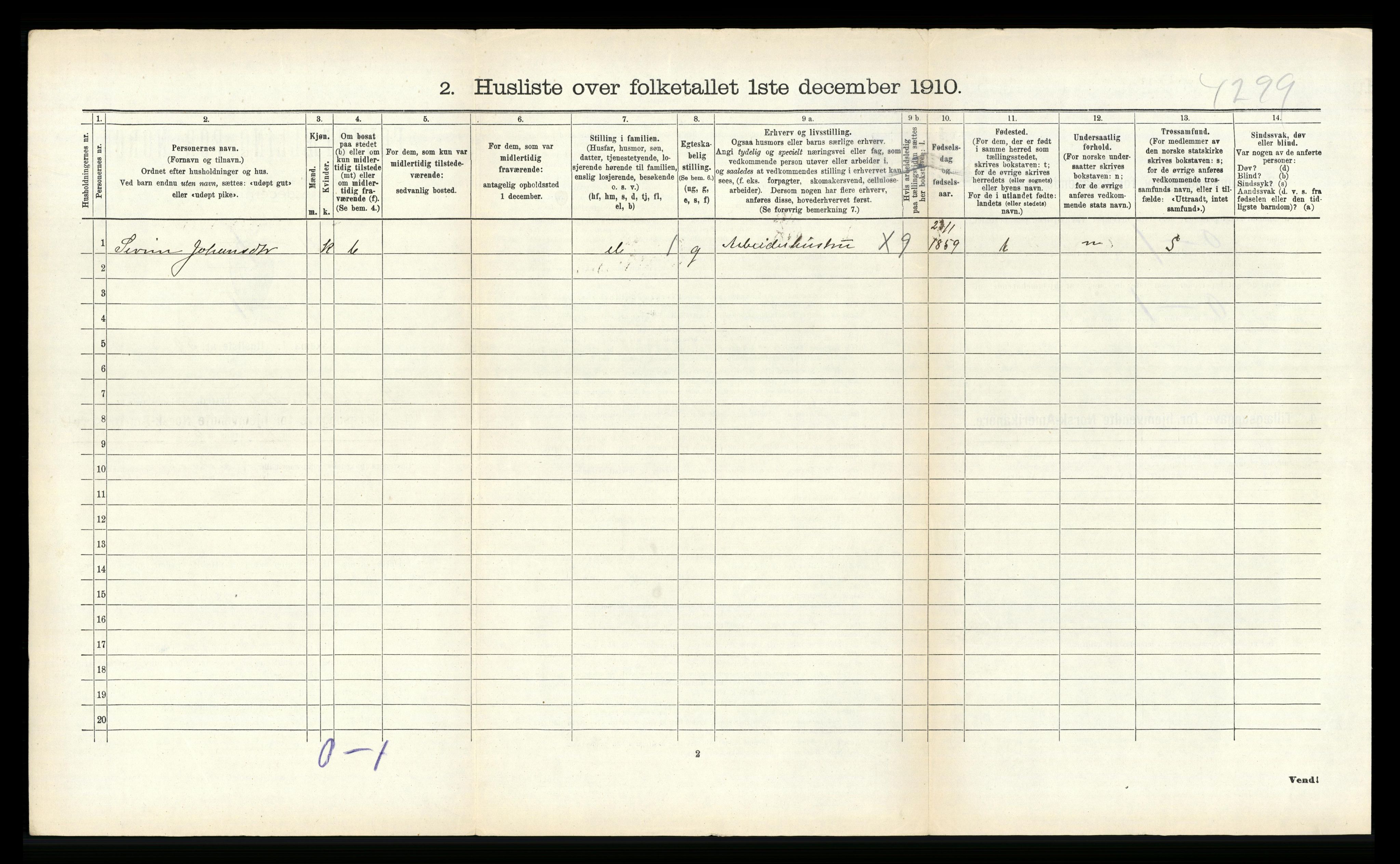 RA, 1910 census for Indre Holmedal, 1910, p. 665