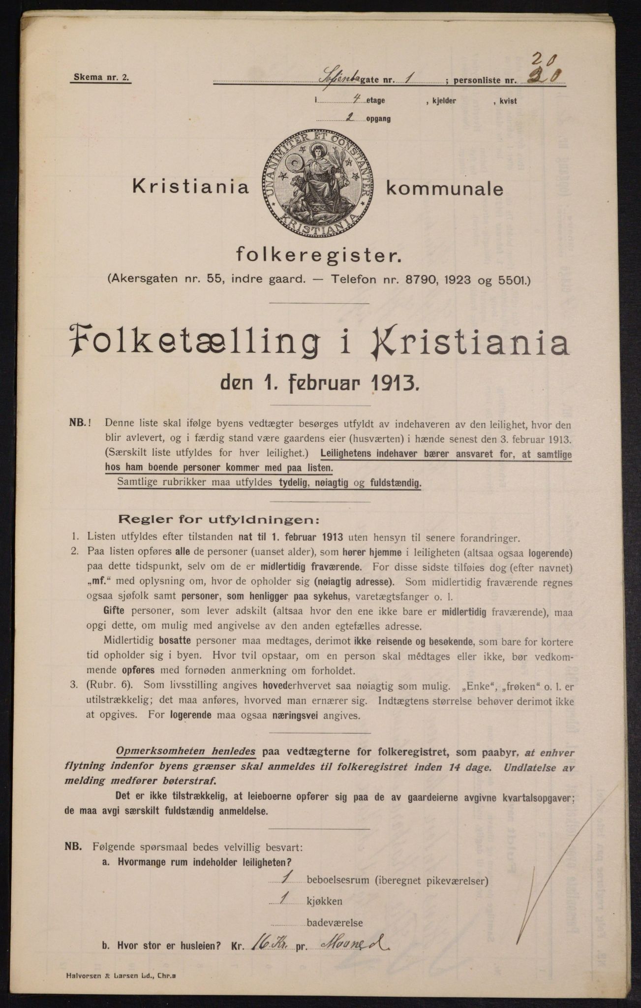 OBA, Municipal Census 1913 for Kristiania, 1913, p. 98133