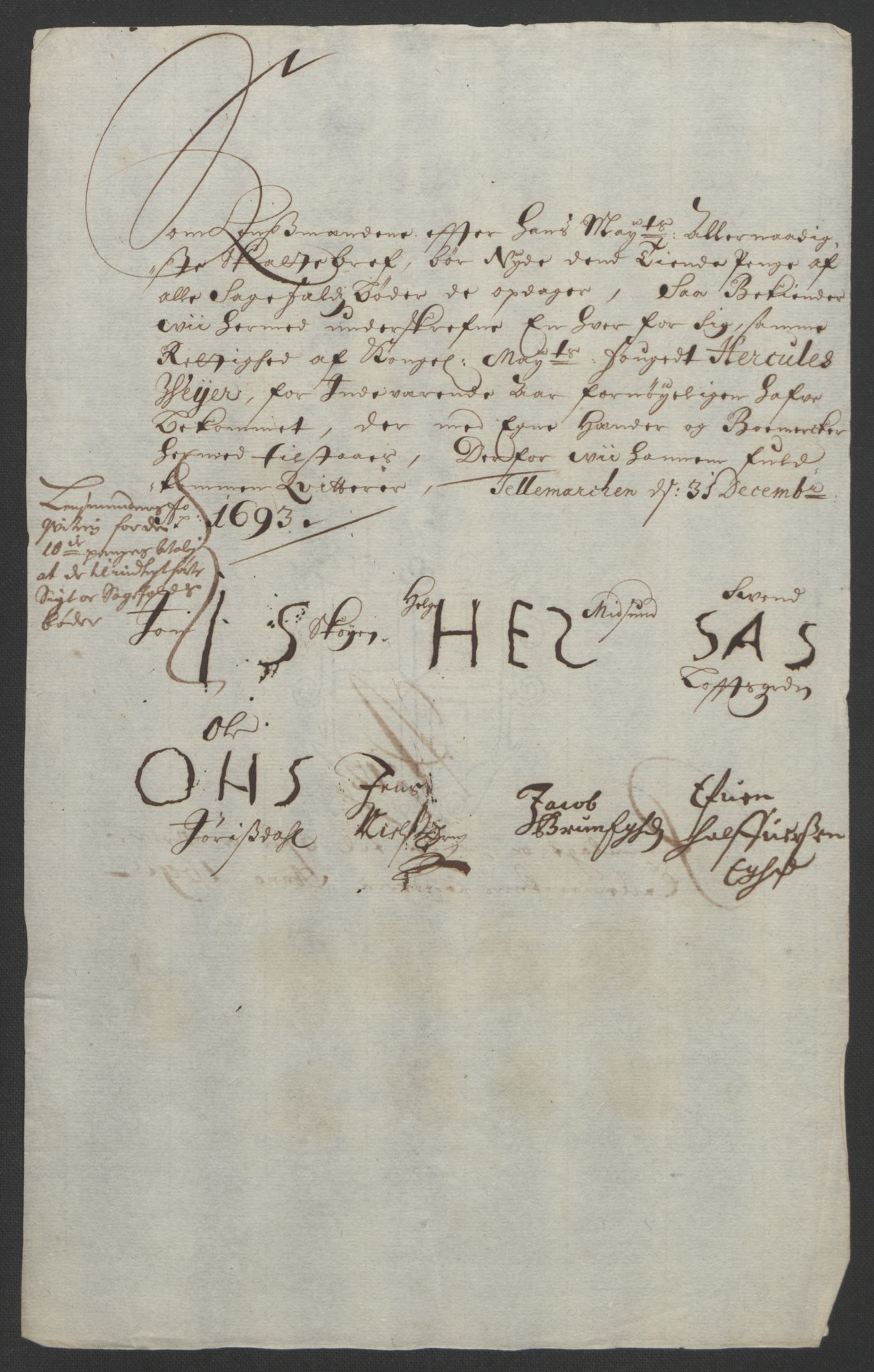 Rentekammeret inntil 1814, Reviderte regnskaper, Fogderegnskap, AV/RA-EA-4092/R35/L2091: Fogderegnskap Øvre og Nedre Telemark, 1690-1693, p. 329