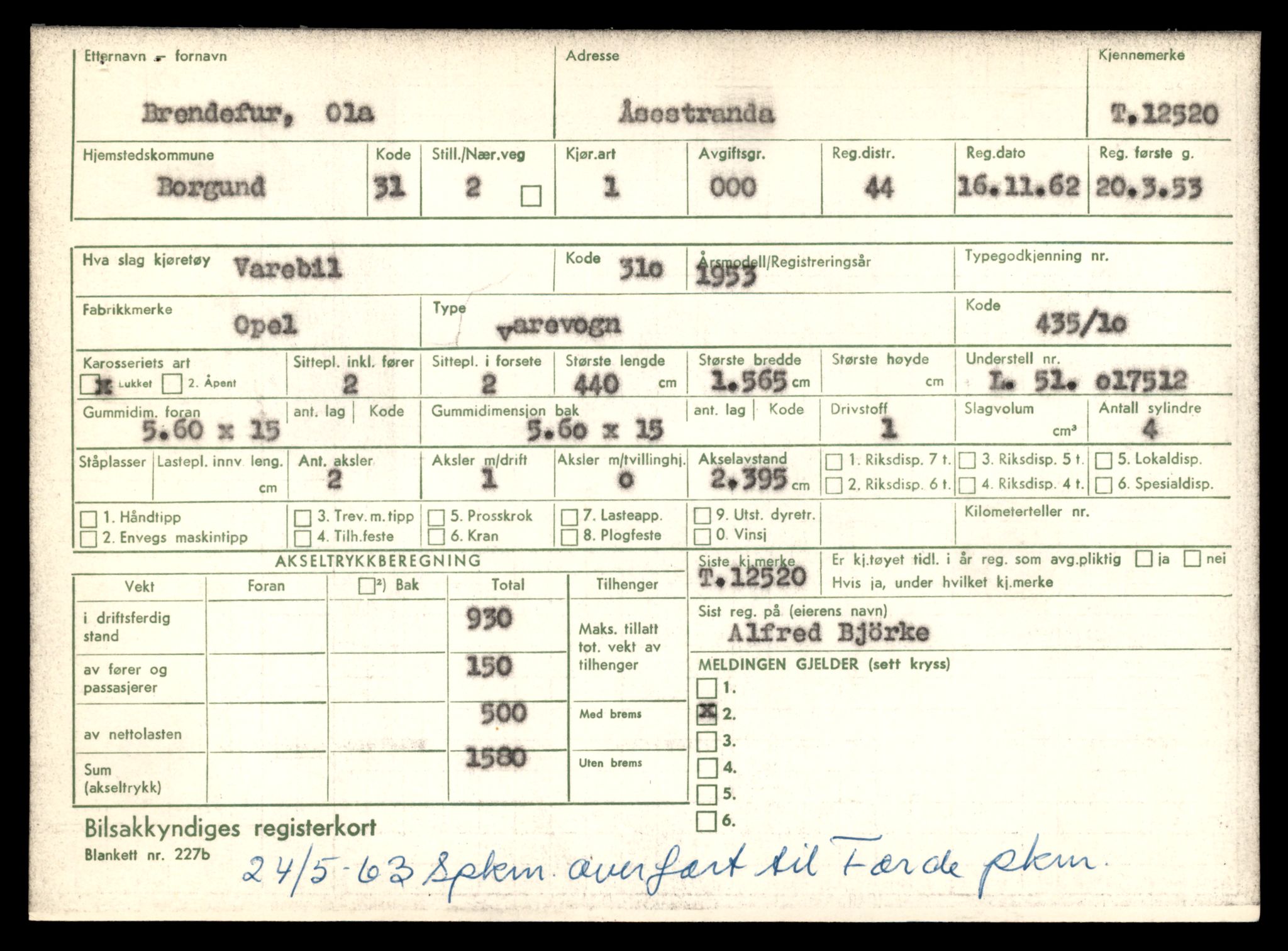 Møre og Romsdal vegkontor - Ålesund trafikkstasjon, AV/SAT-A-4099/F/Fe/L0034: Registreringskort for kjøretøy T 12500 - T 12652, 1927-1998, p. 344