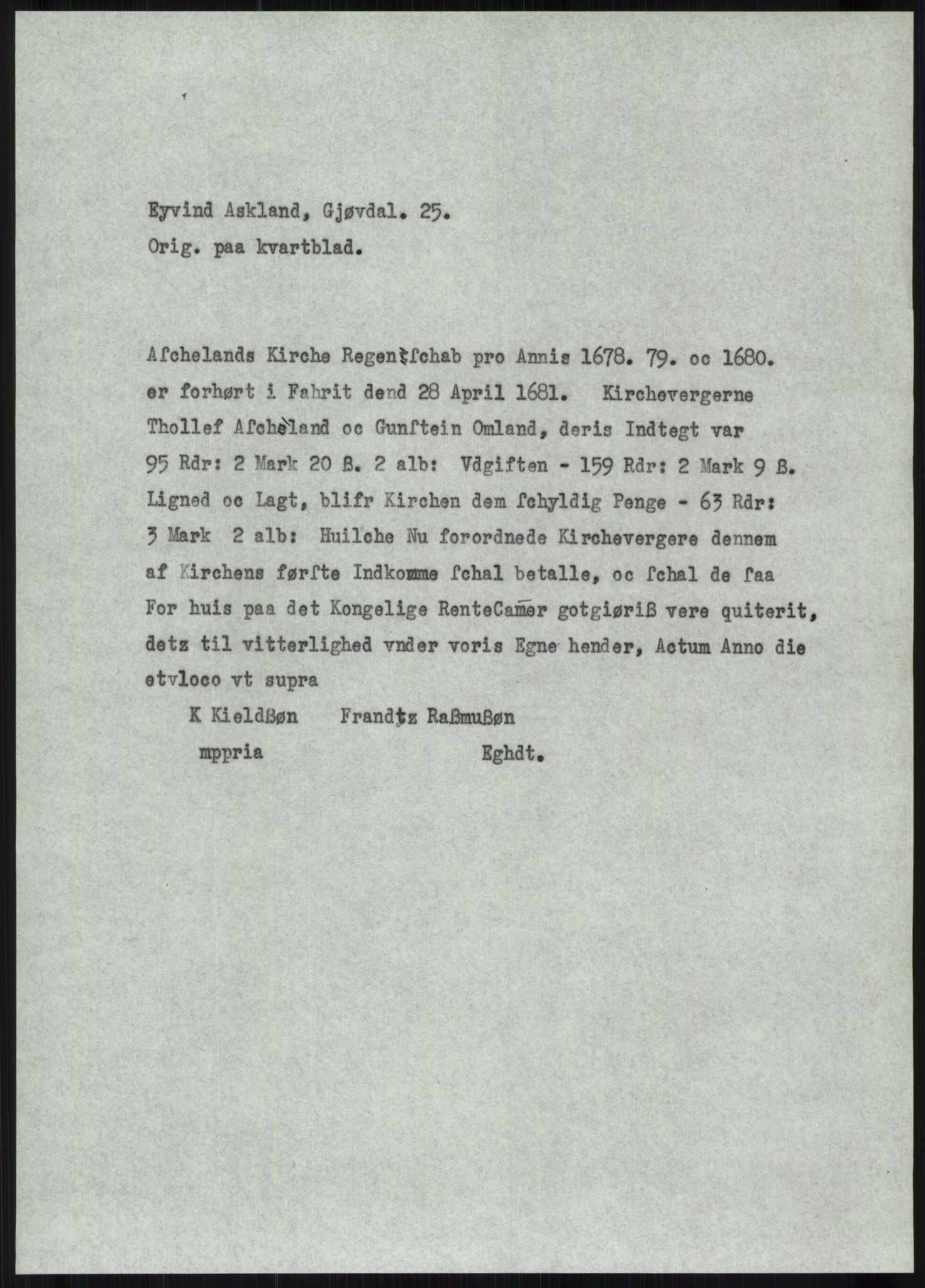 Samlinger til kildeutgivelse, Diplomavskriftsamlingen, AV/RA-EA-4053/H/Ha, p. 285