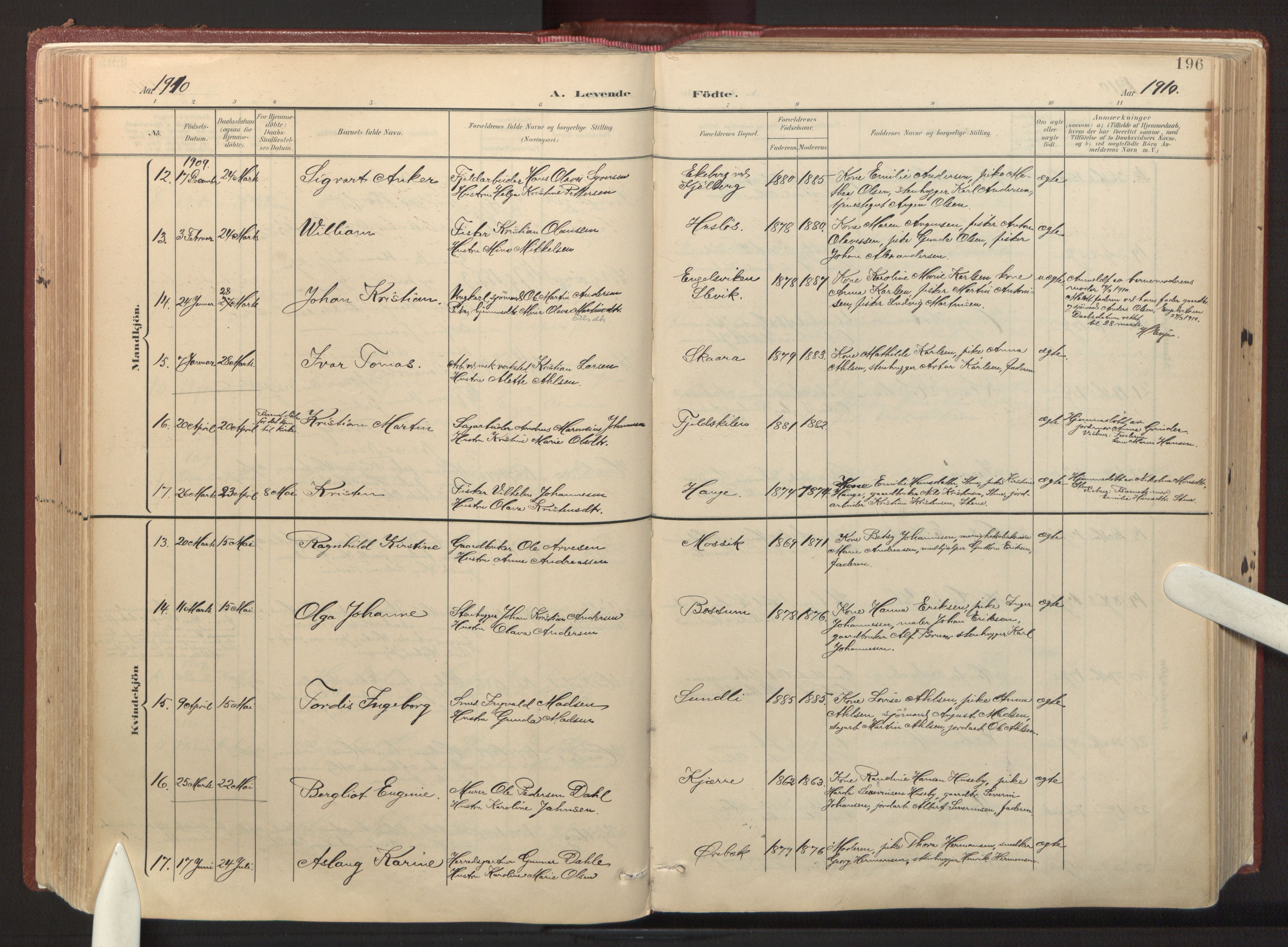 Onsøy prestekontor Kirkebøker, SAO/A-10914/F/Fa: Parish register (official) no. I 8, 1899-1923, p. 196