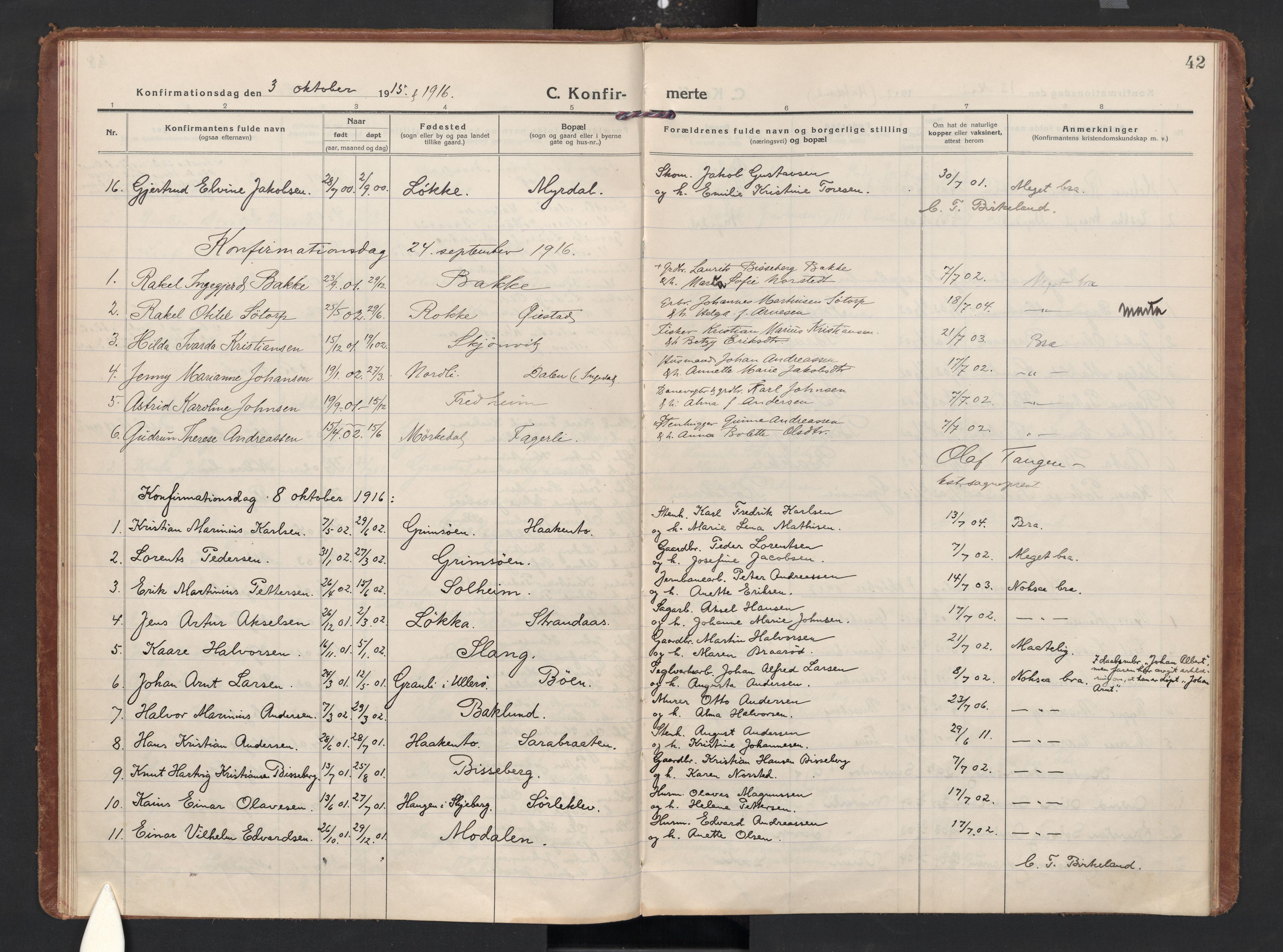Skjeberg prestekontor Kirkebøker, SAO/A-10923/F/Fc/L0003: Parish register (official) no. III 3, 1915-1926, p. 42