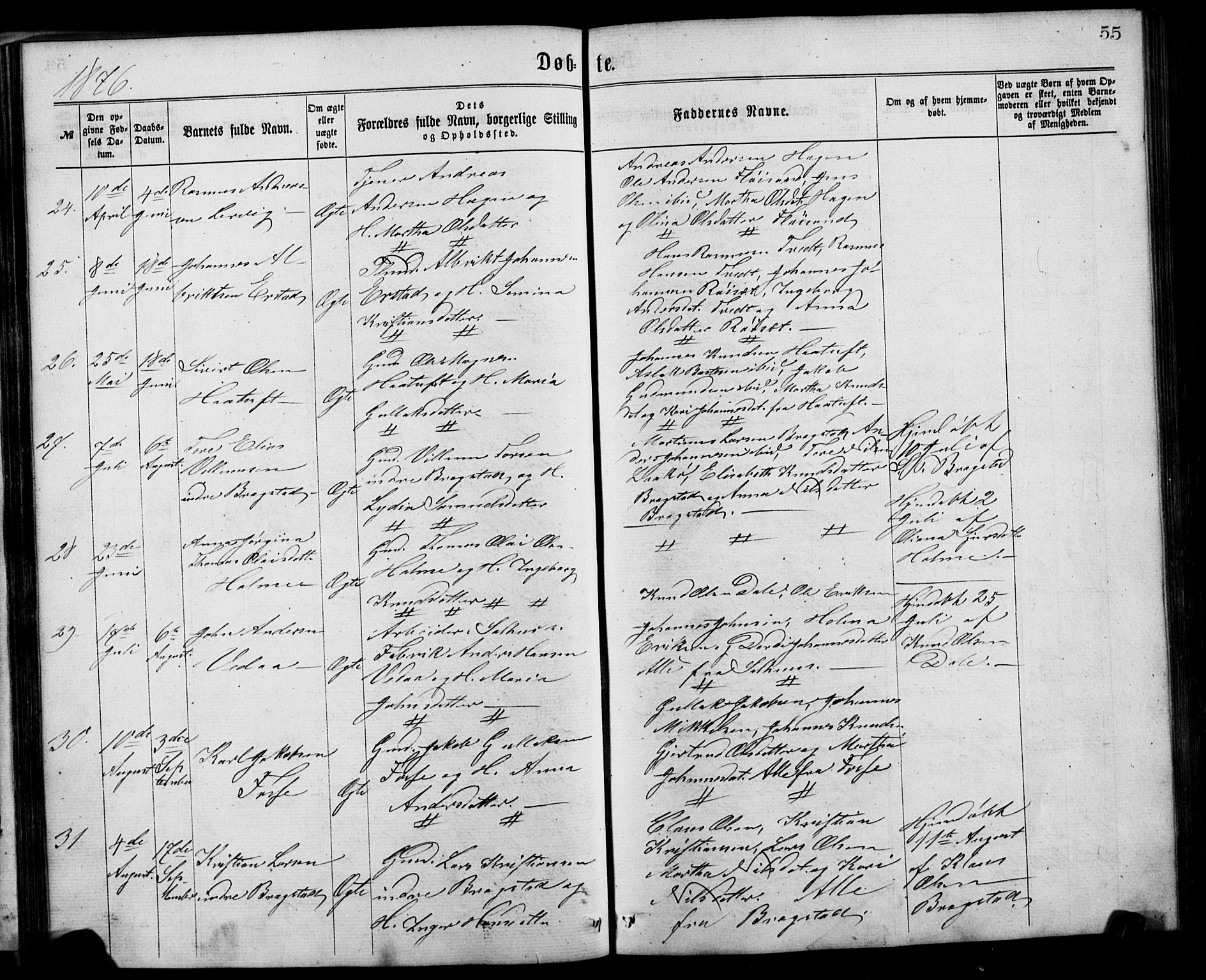 Alversund Sokneprestembete, SAB/A-73901/H/Ha/Hab: Parish register (copy) no. C 2, 1867-1880, p. 55