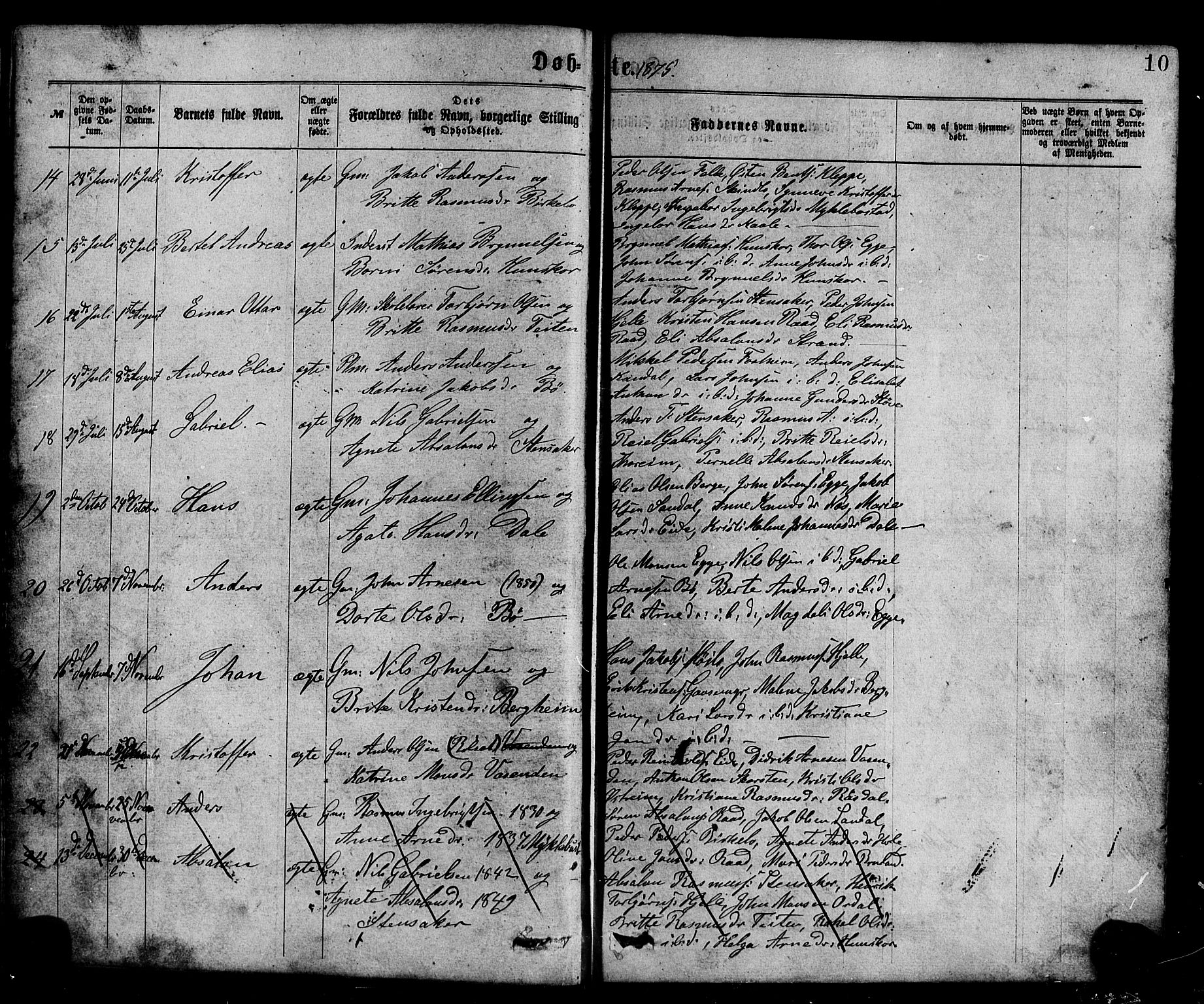 Gloppen sokneprestembete, SAB/A-80101/H/Hab/Habc/L0001: Parish register (copy) no. C 1, 1872-1896, p. 10