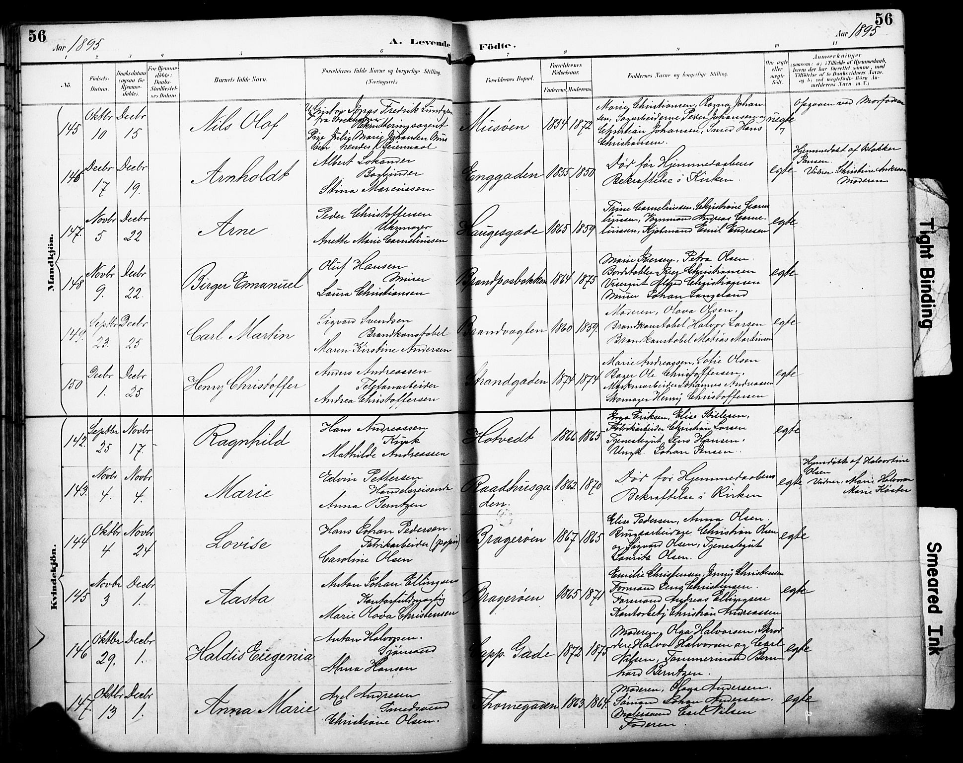 Bragernes kirkebøker, AV/SAKO-A-6/F/Fb/L0008: Parish register (official) no. II 8, 1894-1902, p. 56