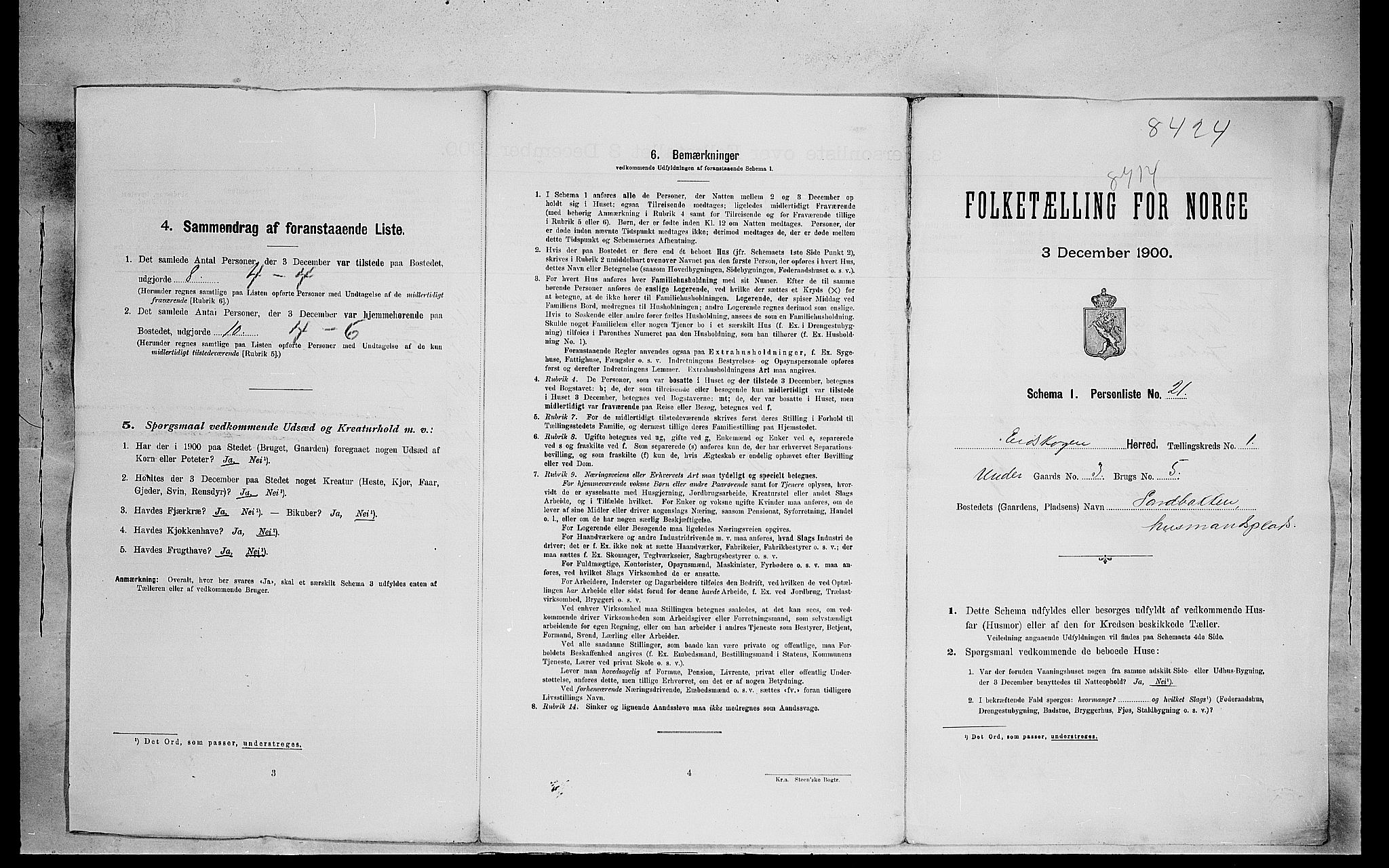 SAH, 1900 census for Eidskog, 1900, p. 60