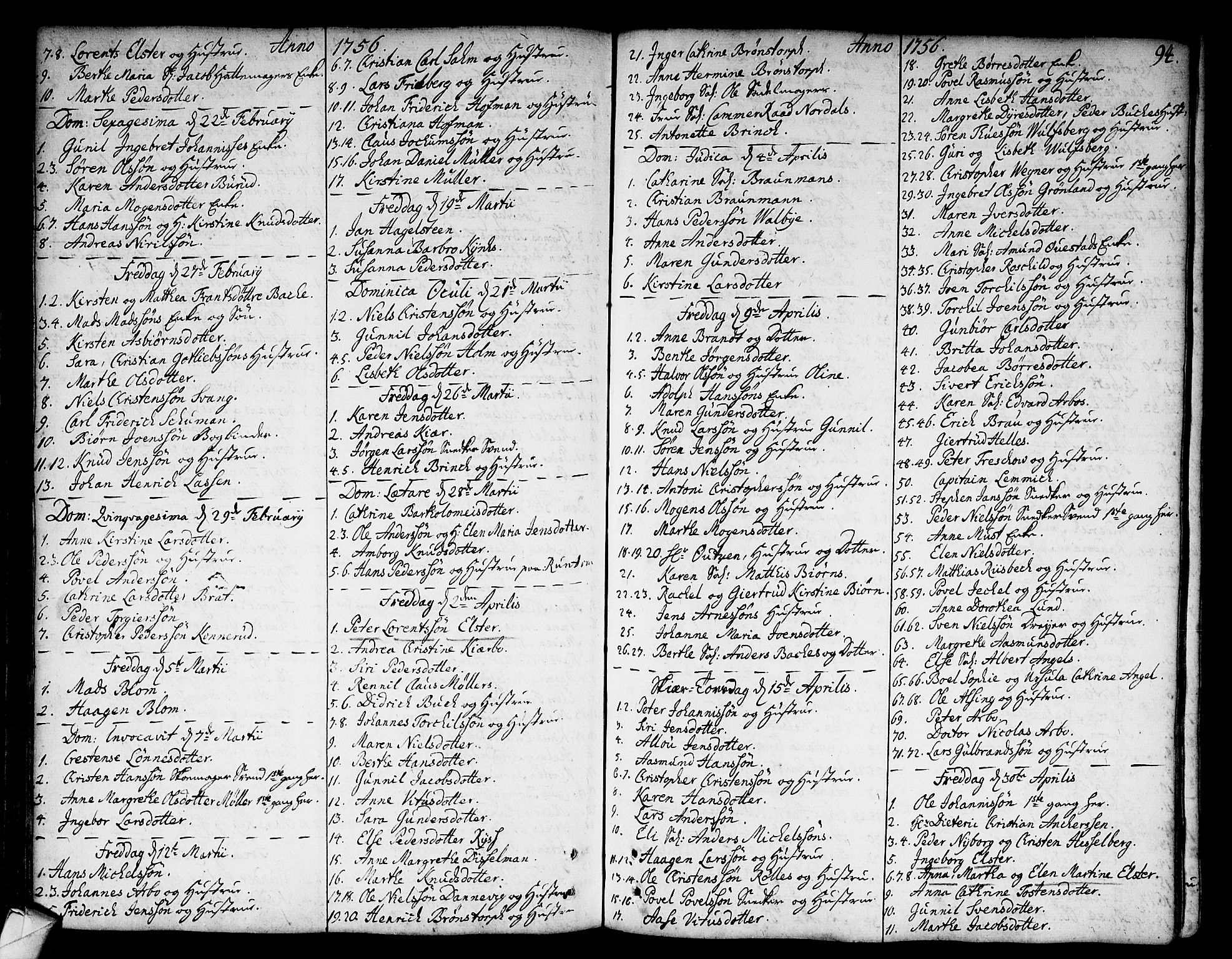 Strømsø kirkebøker, AV/SAKO-A-246/F/Fa/L0008: Parish register (official) no. I 8, 1748-1774, p. 94