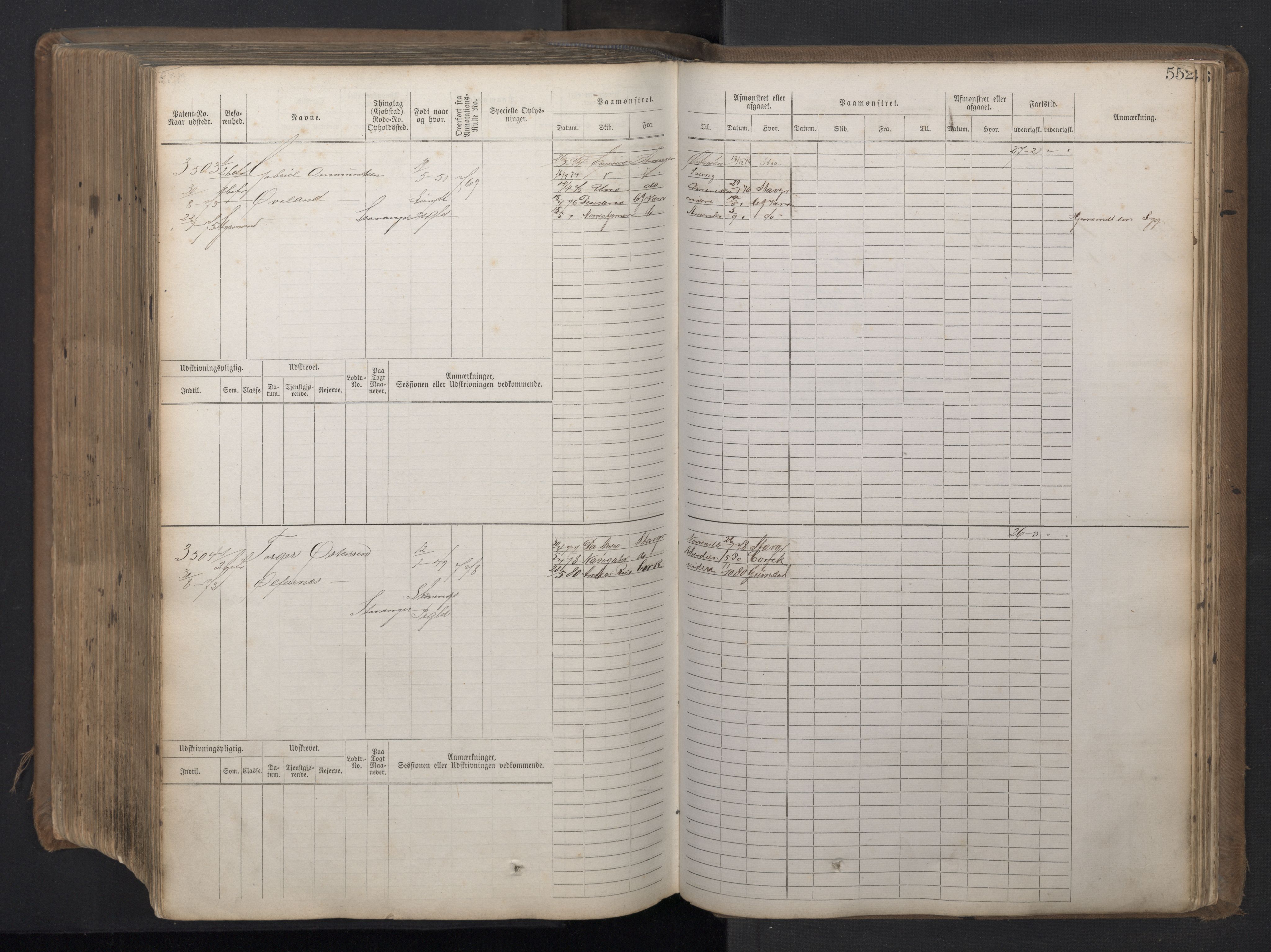 Stavanger sjømannskontor, SAST/A-102006/F/Fb/Fbb/L0018: Sjøfartshovedrulle patnentnr. 2402-3602 (dublett), 1869, p. 556