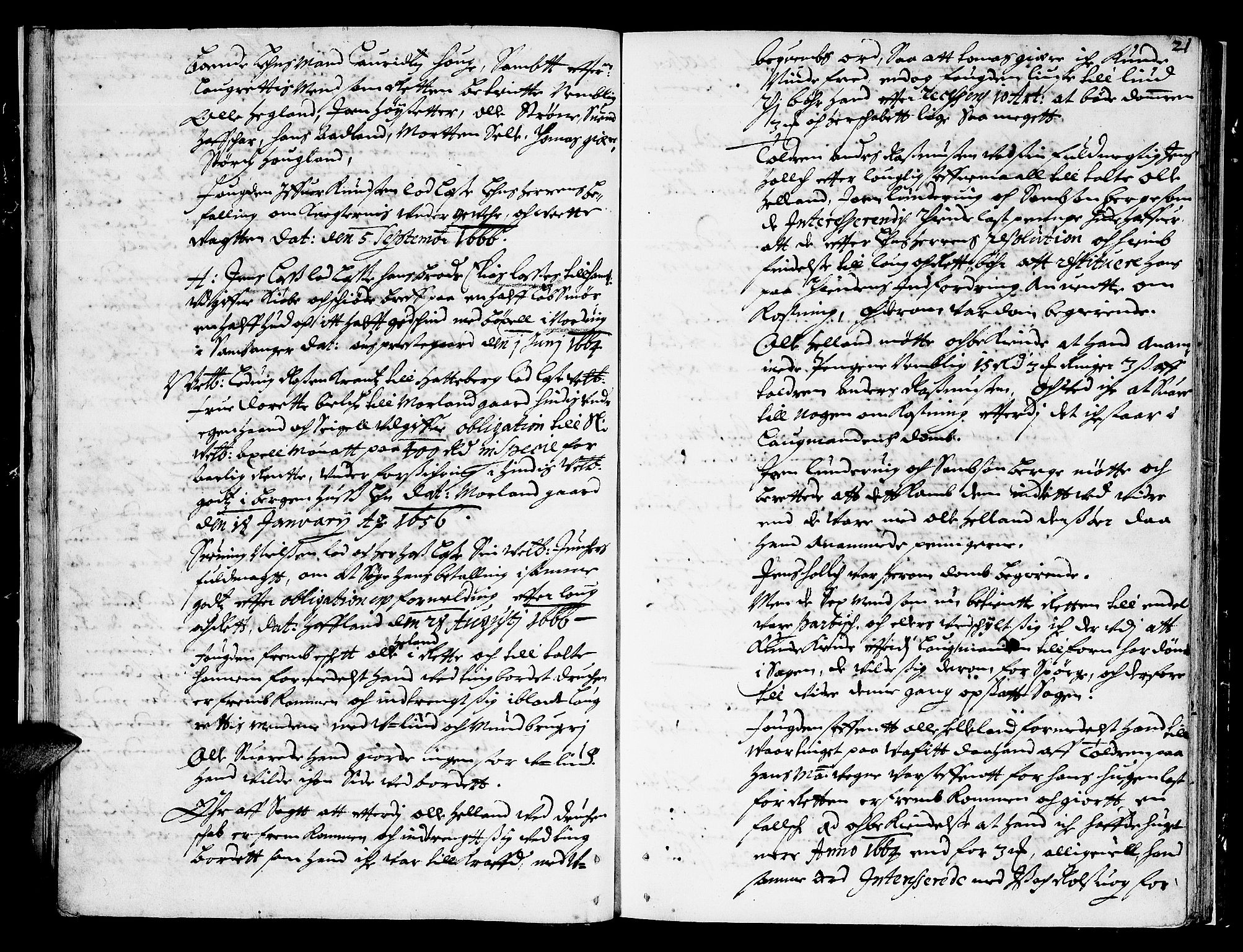 Sunnhordland sorenskrivar, AV/SAB-A-2401/1/F/Faa/L0013: Tingbøker, 1666, p. 20b-21a