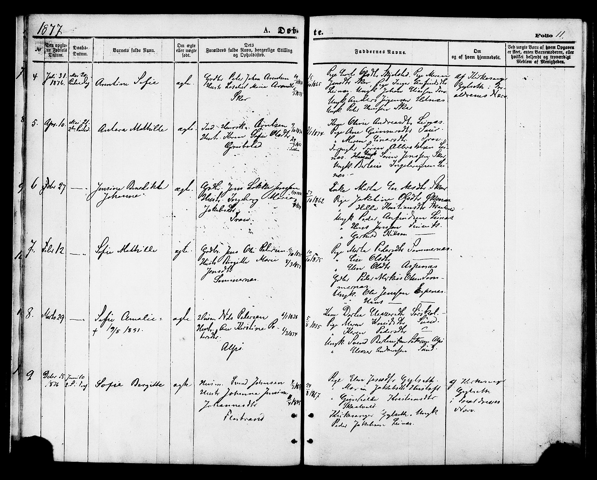 Ministerialprotokoller, klokkerbøker og fødselsregistre - Nordland, AV/SAT-A-1459/857/L0821: Parish register (official) no. 857A01, 1875-1889, p. 11