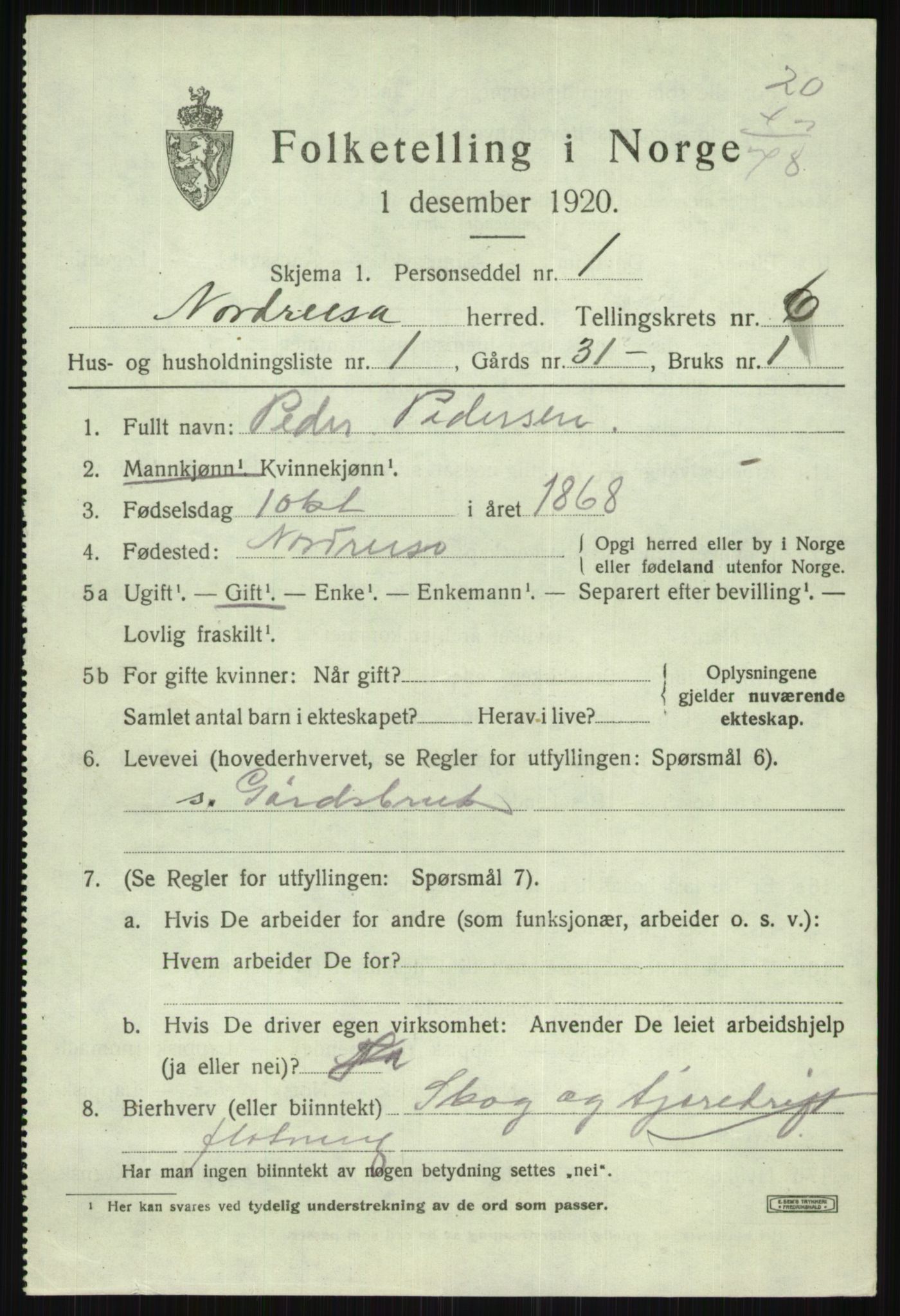 SATØ, 1920 census for Nordreisa, 1920, p. 2703