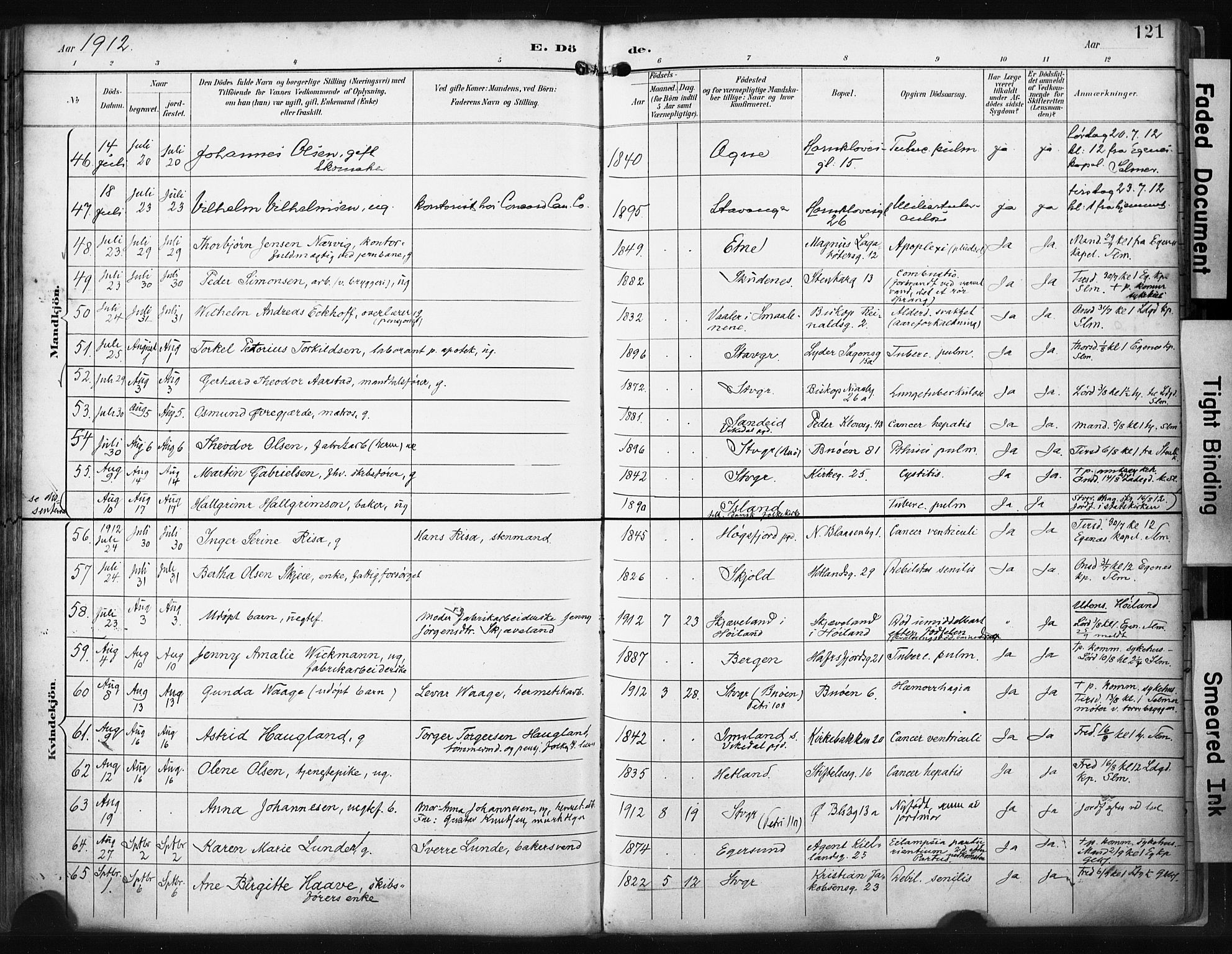 St. Petri sokneprestkontor, SAST/A-101813/001/30/30BA/L0022: Parish register (official) no. A 22, 1895-1919, p. 121