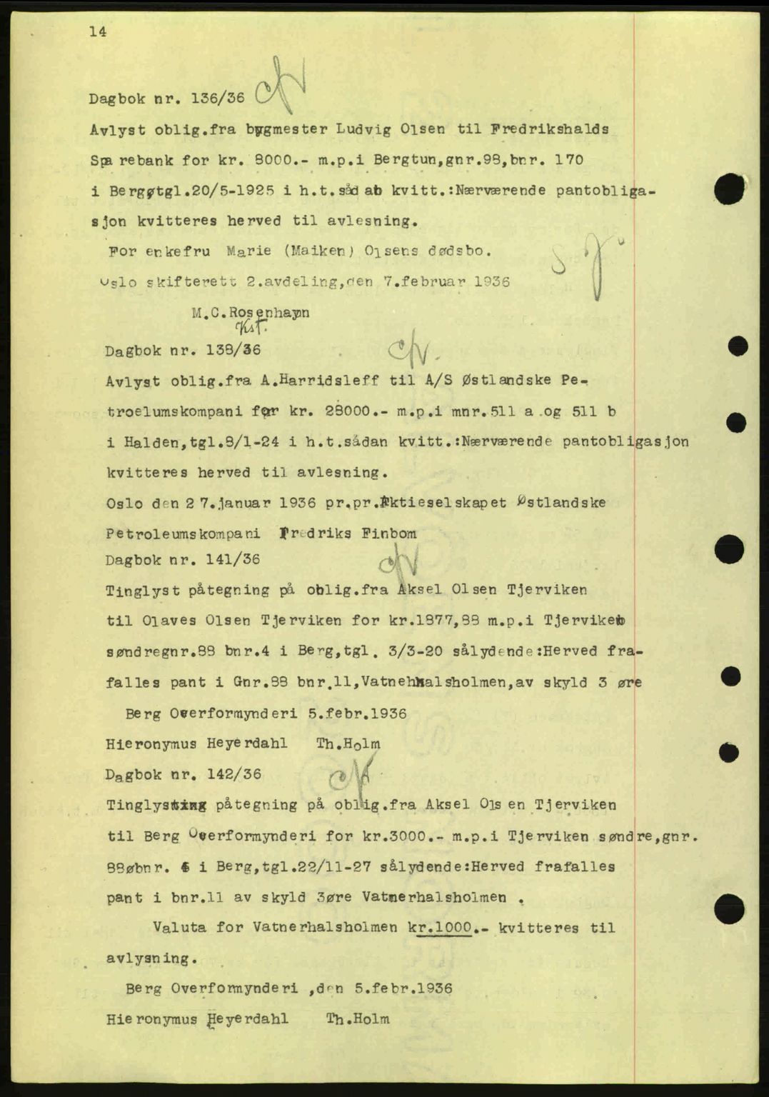 Idd og Marker sorenskriveri, AV/SAO-A-10283/G/Gb/Gbc/L0001: Mortgage book no. B1-3, 1936-1939, Diary no: : 136/1936