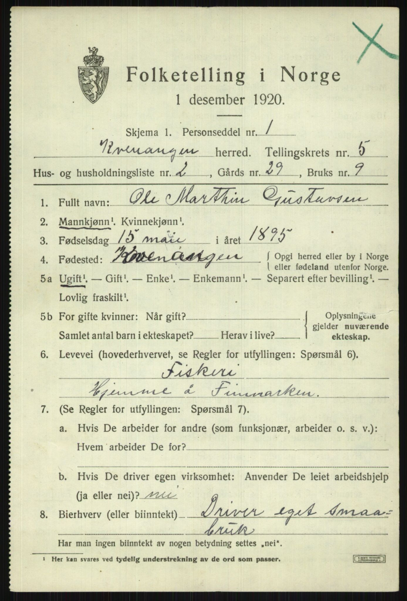 SATØ, 1920 census for Kvænangen, 1920, p. 3082