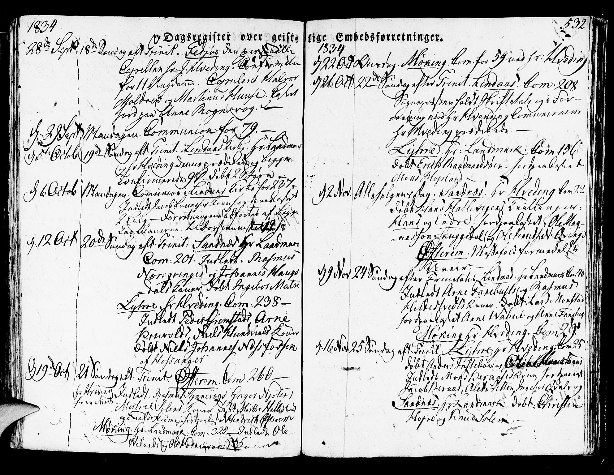 Lindås Sokneprestembete, SAB/A-76701/H/Haa: Parish register (official) no. A 8, 1823-1836, p. 532