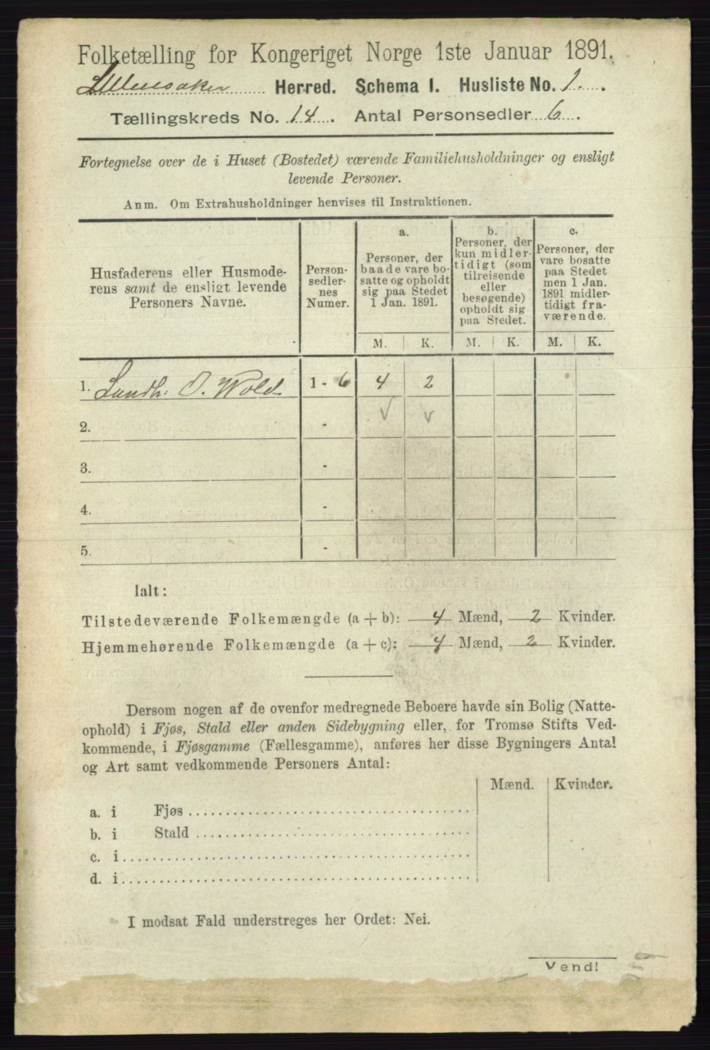 RA, 1891 census for 0235 Ullensaker, 1891, p. 6291