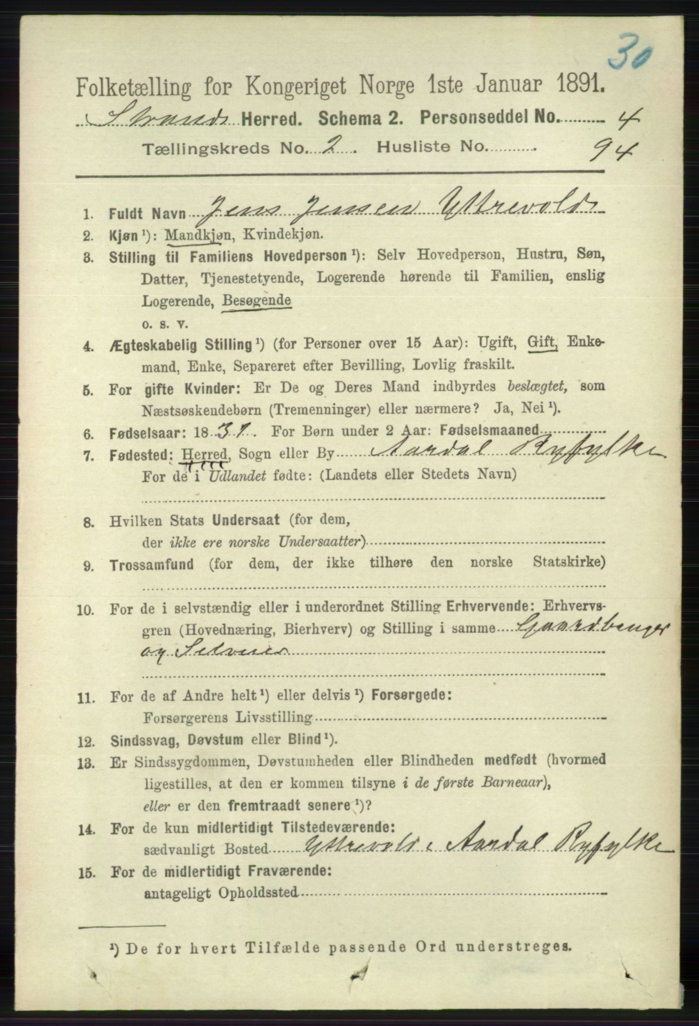 RA, 1891 census for 1130 Strand, 1891, p. 656