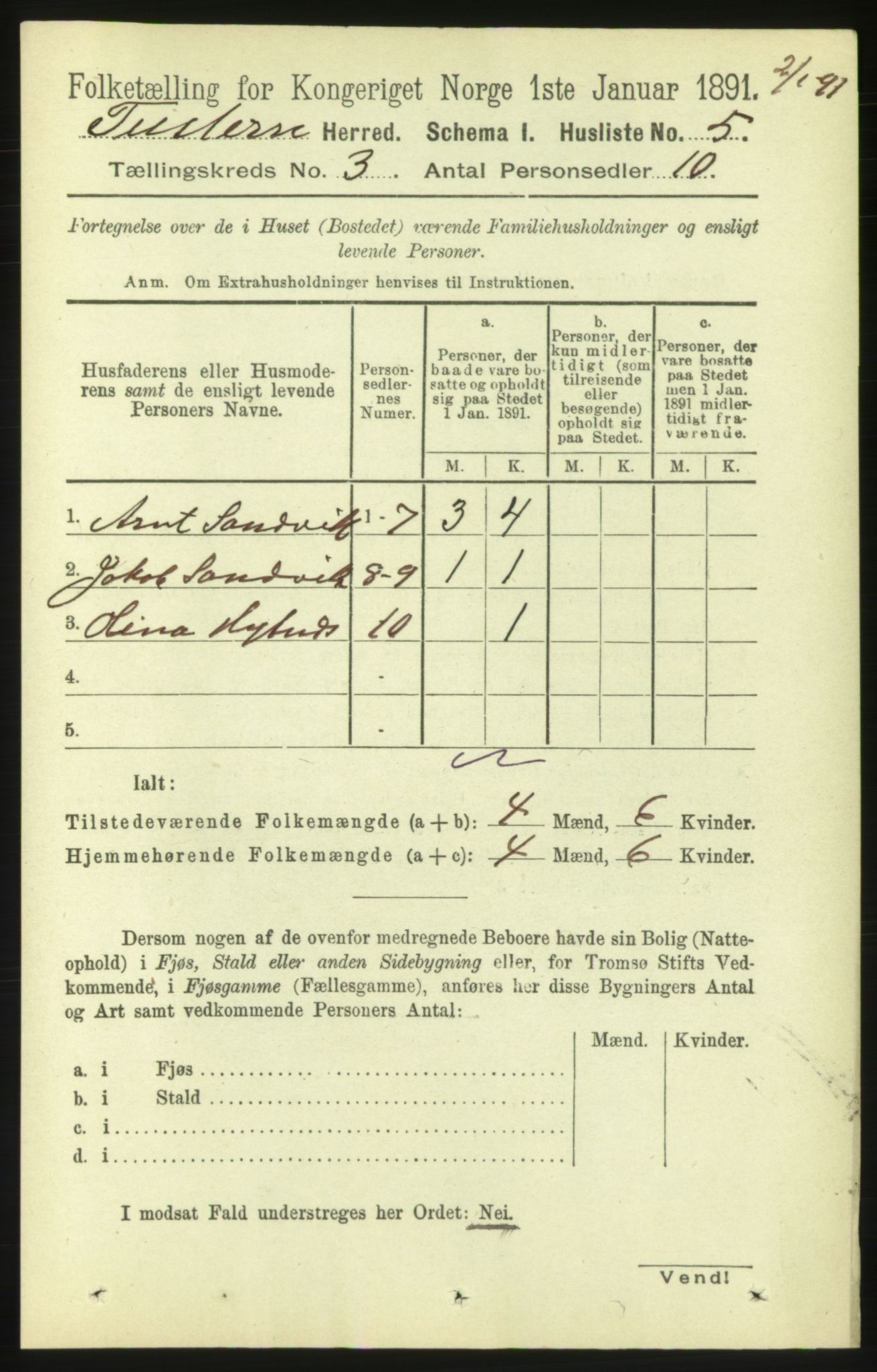 RA, 1891 census for 1572 Tustna, 1891, p. 893