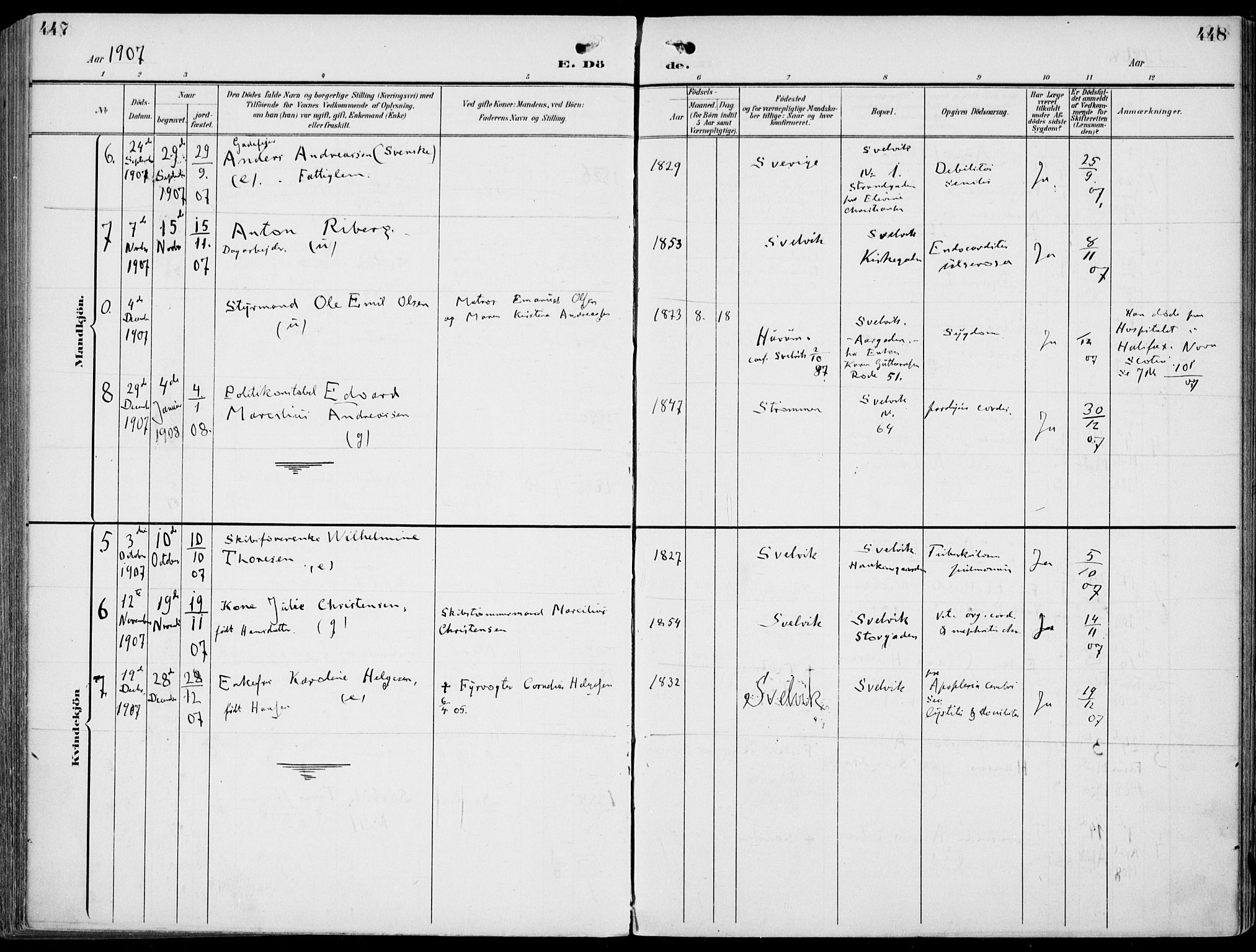 Strømm kirkebøker, AV/SAKO-A-322/F/Fb/L0002: Parish register (official) no. II 2, 1900-1919, p. 447-448