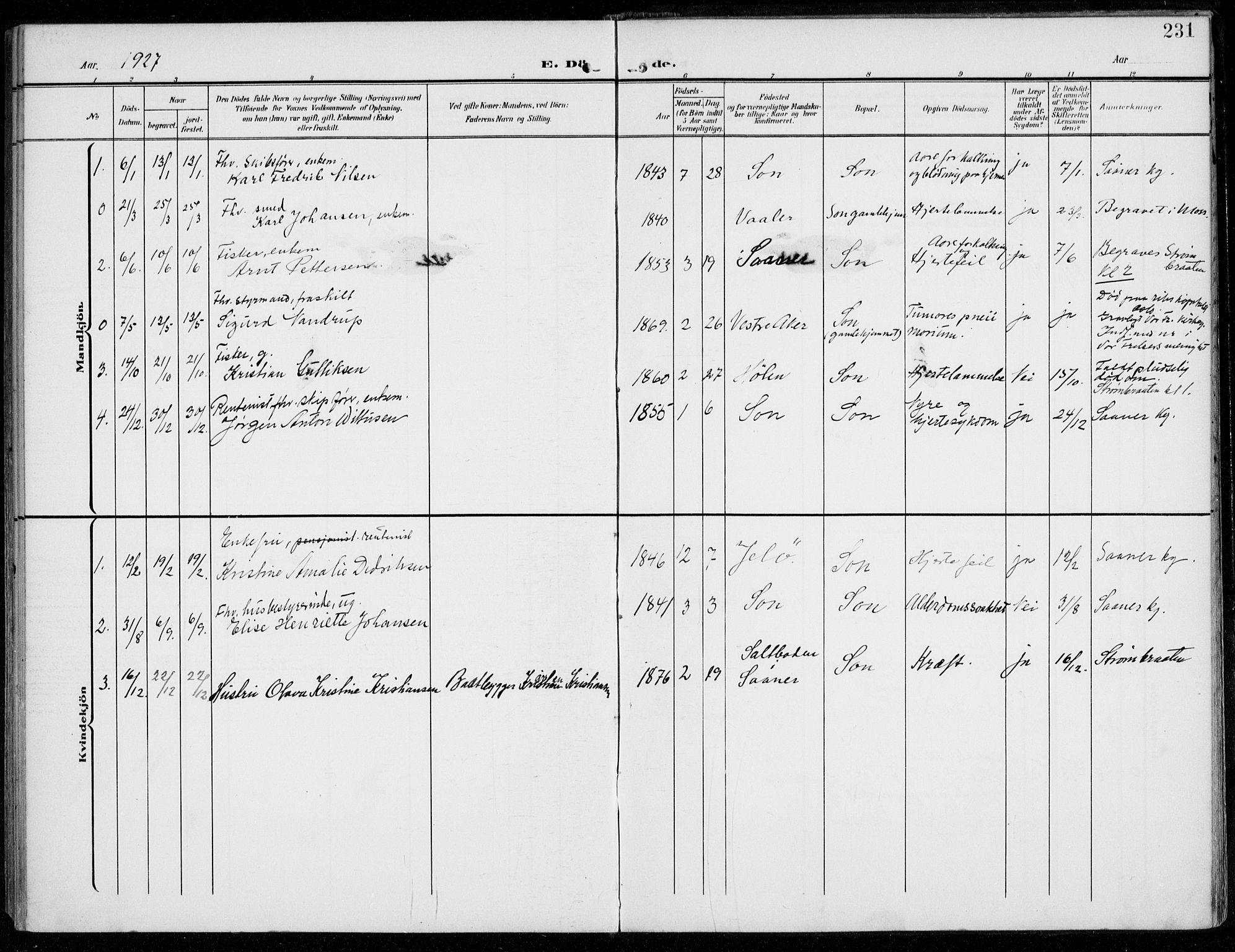 Vestby prestekontor Kirkebøker, AV/SAO-A-10893/F/Fc/L0002: Parish register (official) no. III 2, 1906-1940, p. 231