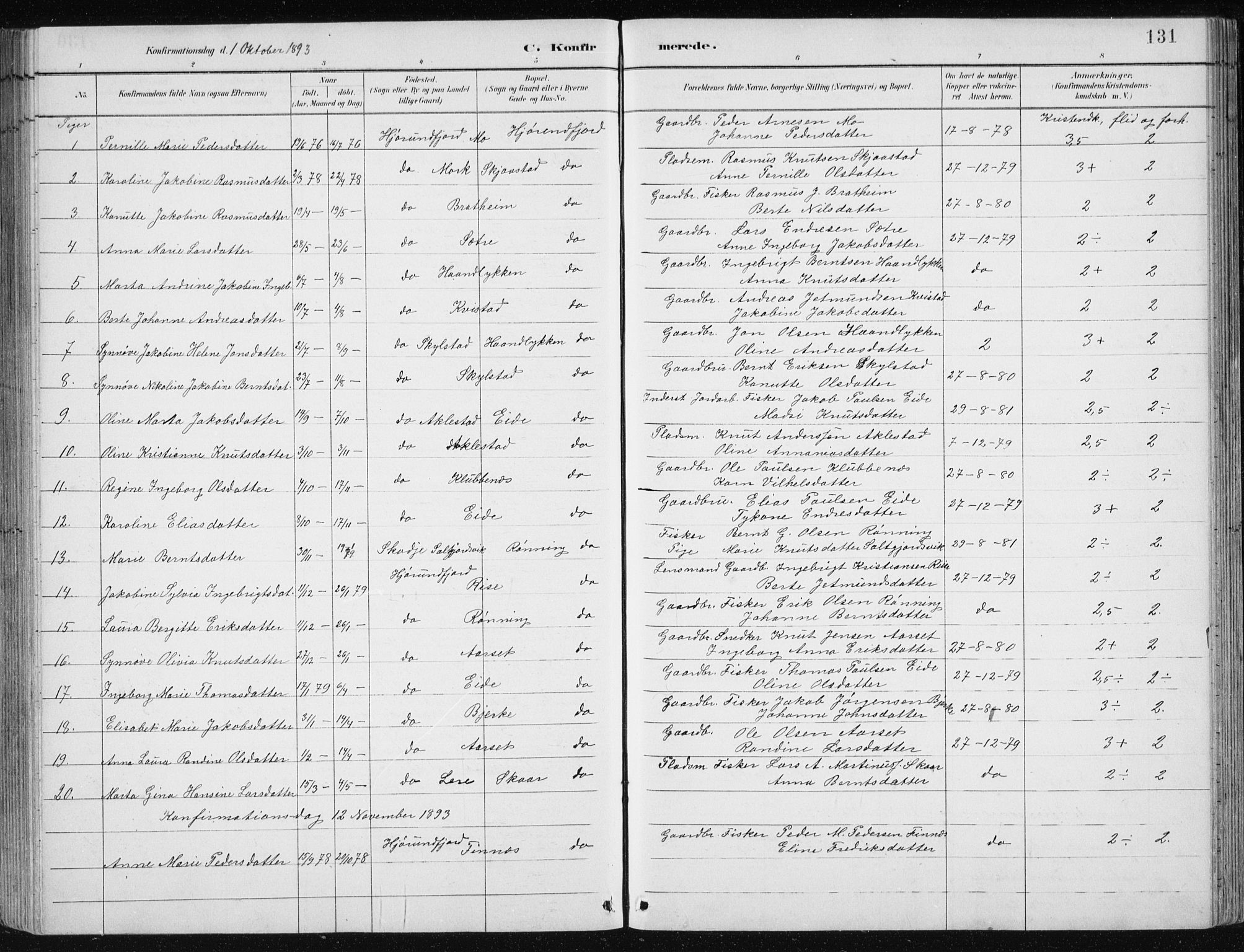 Ministerialprotokoller, klokkerbøker og fødselsregistre - Møre og Romsdal, AV/SAT-A-1454/515/L0215: Parish register (copy) no. 515C02, 1884-1906, p. 131