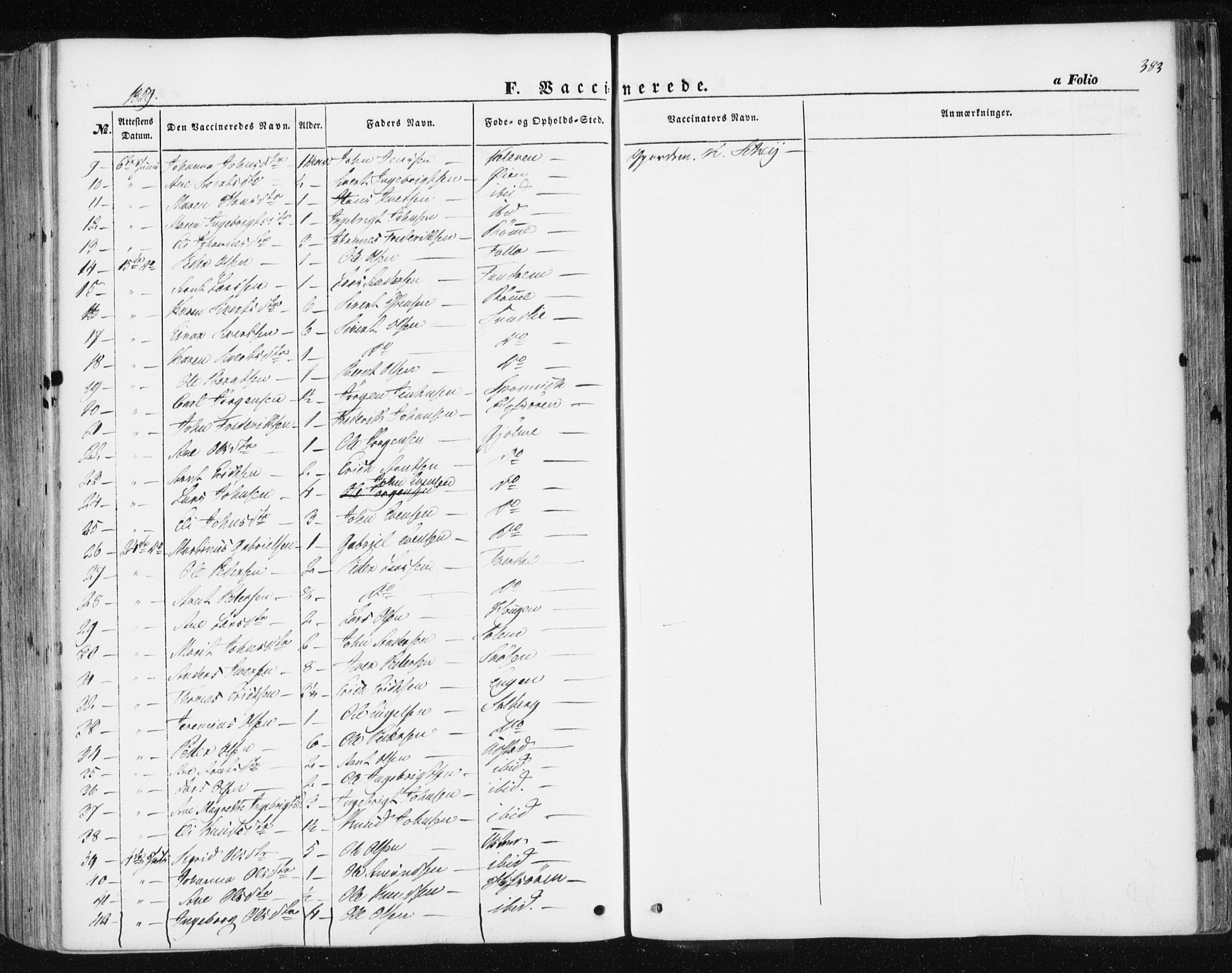Ministerialprotokoller, klokkerbøker og fødselsregistre - Sør-Trøndelag, SAT/A-1456/668/L0806: Parish register (official) no. 668A06, 1854-1869, p. 383