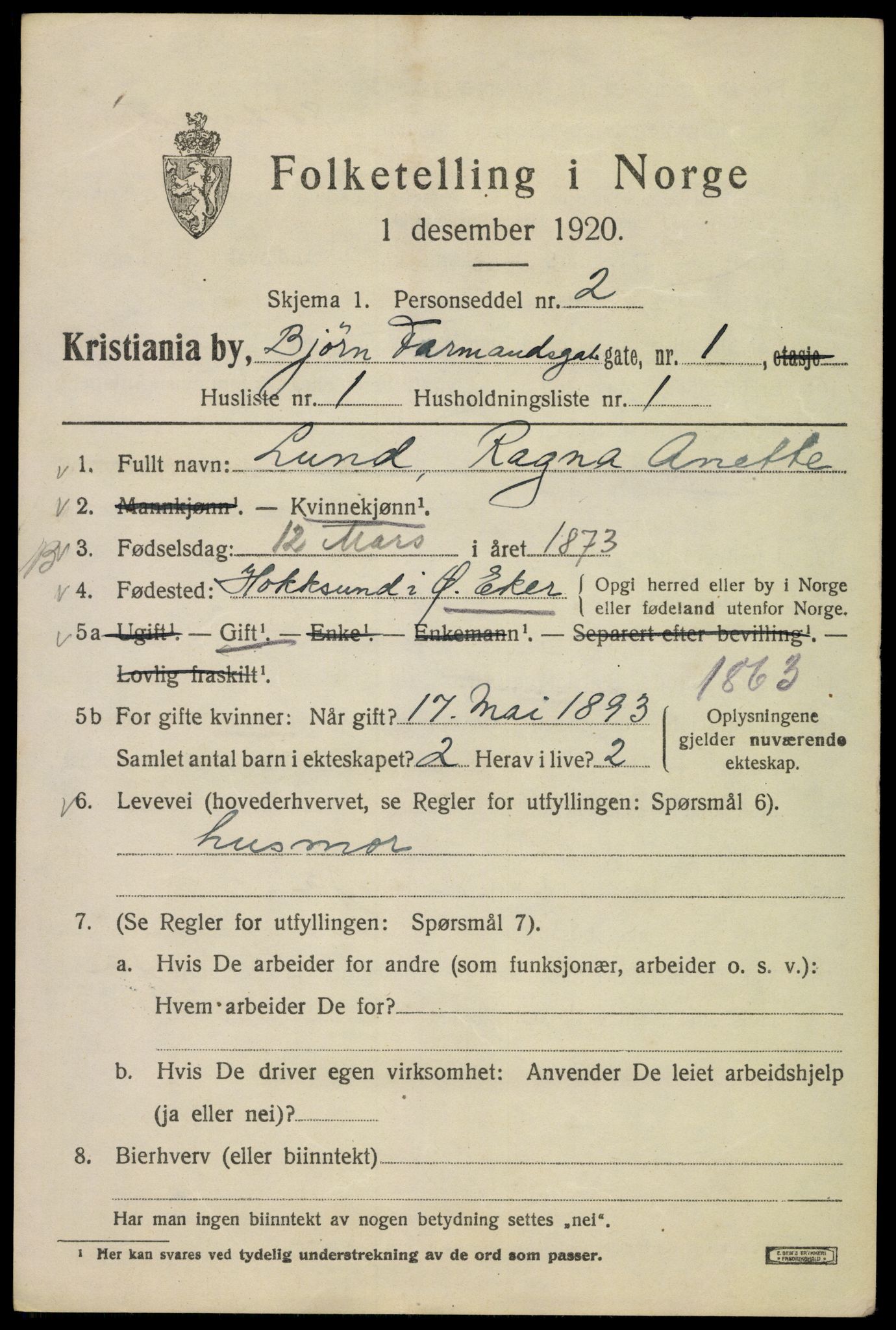 SAO, 1920 census for Kristiania, 1920, p. 163529