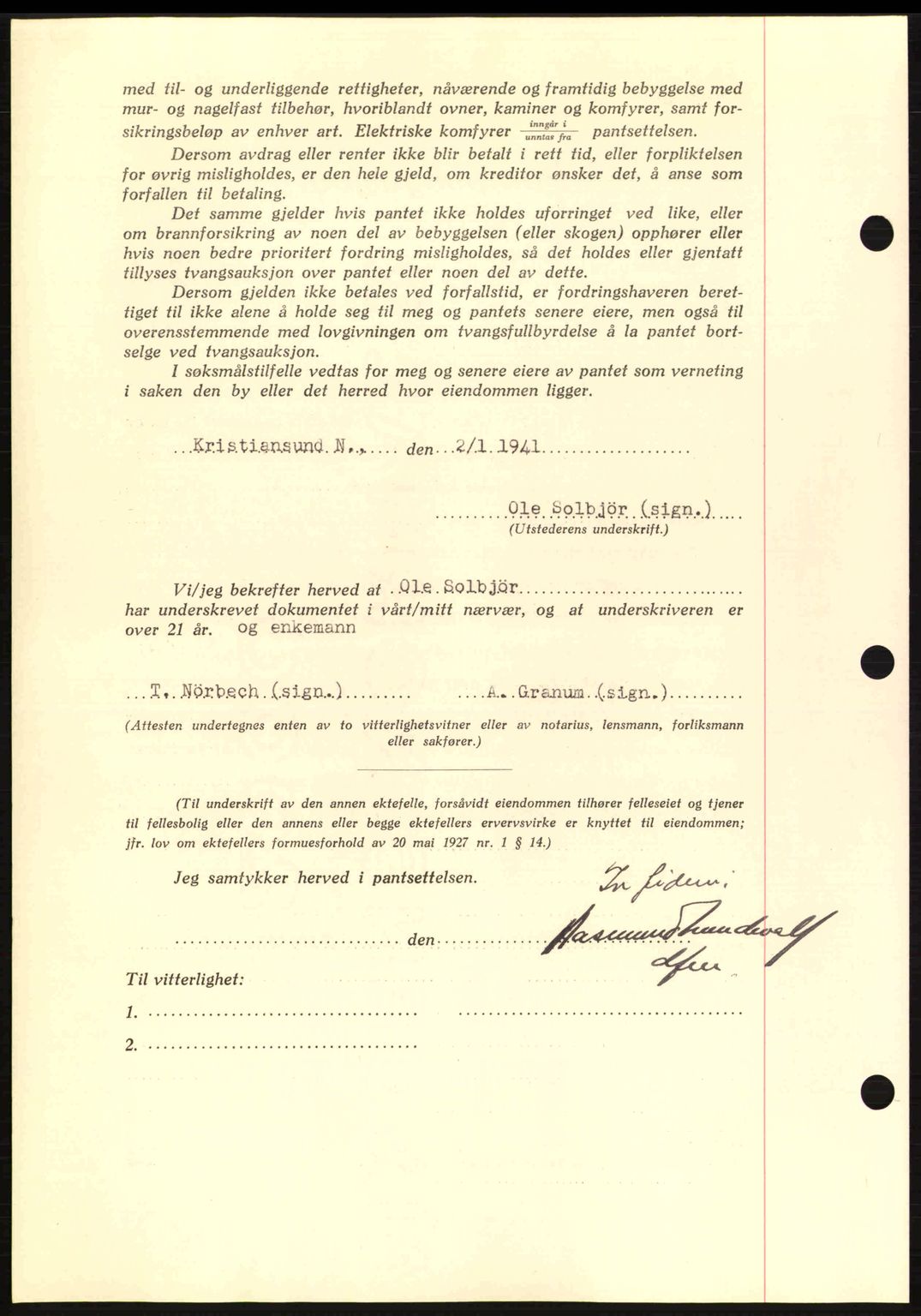 Kristiansund byfogd, AV/SAT-A-4587/A/27: Mortgage book no. 33, 1939-1941, Diary no: : 68/1941