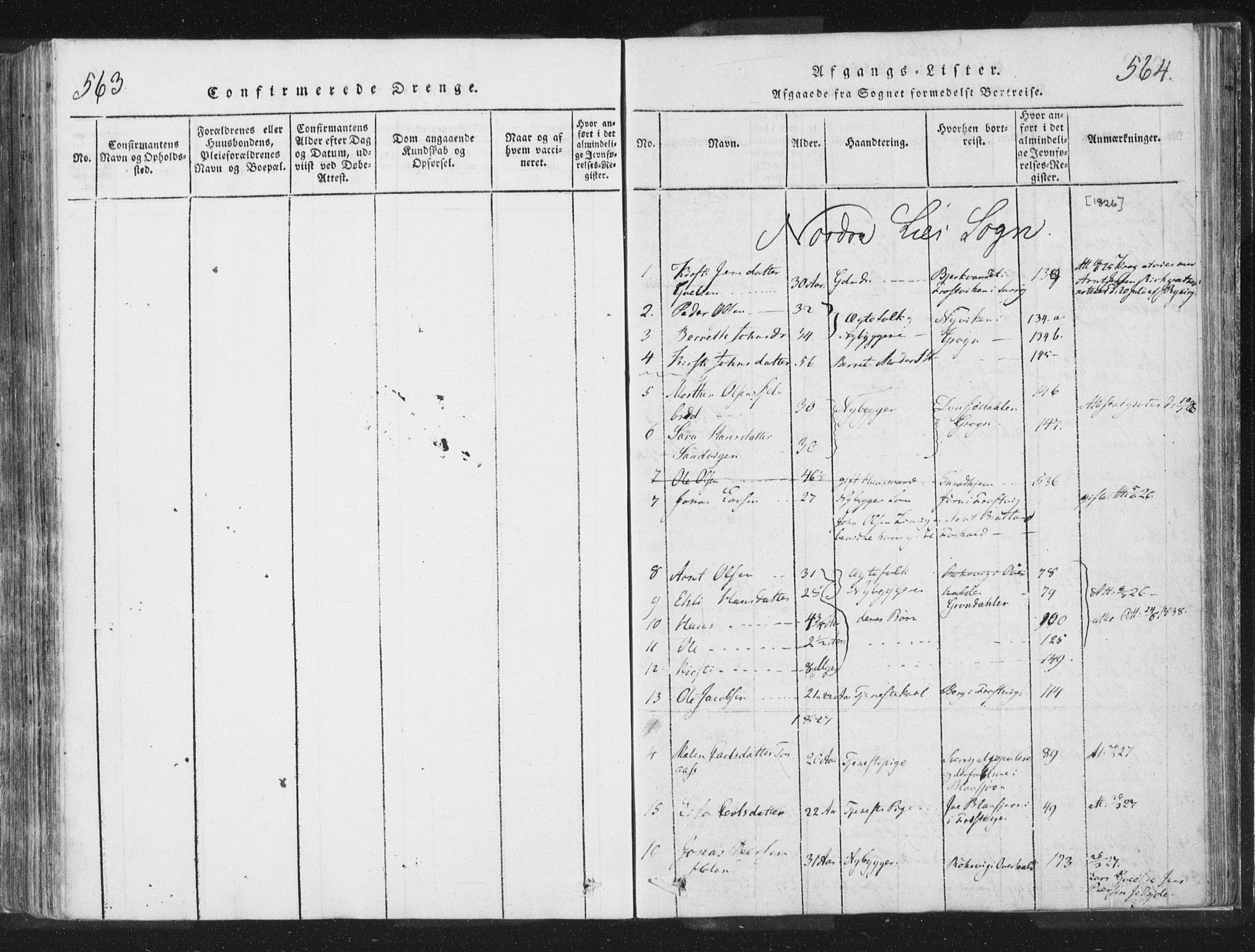 Ministerialprotokoller, klokkerbøker og fødselsregistre - Nord-Trøndelag, SAT/A-1458/755/L0491: Parish register (official) no. 755A01 /1, 1817-1864, p. 563-564