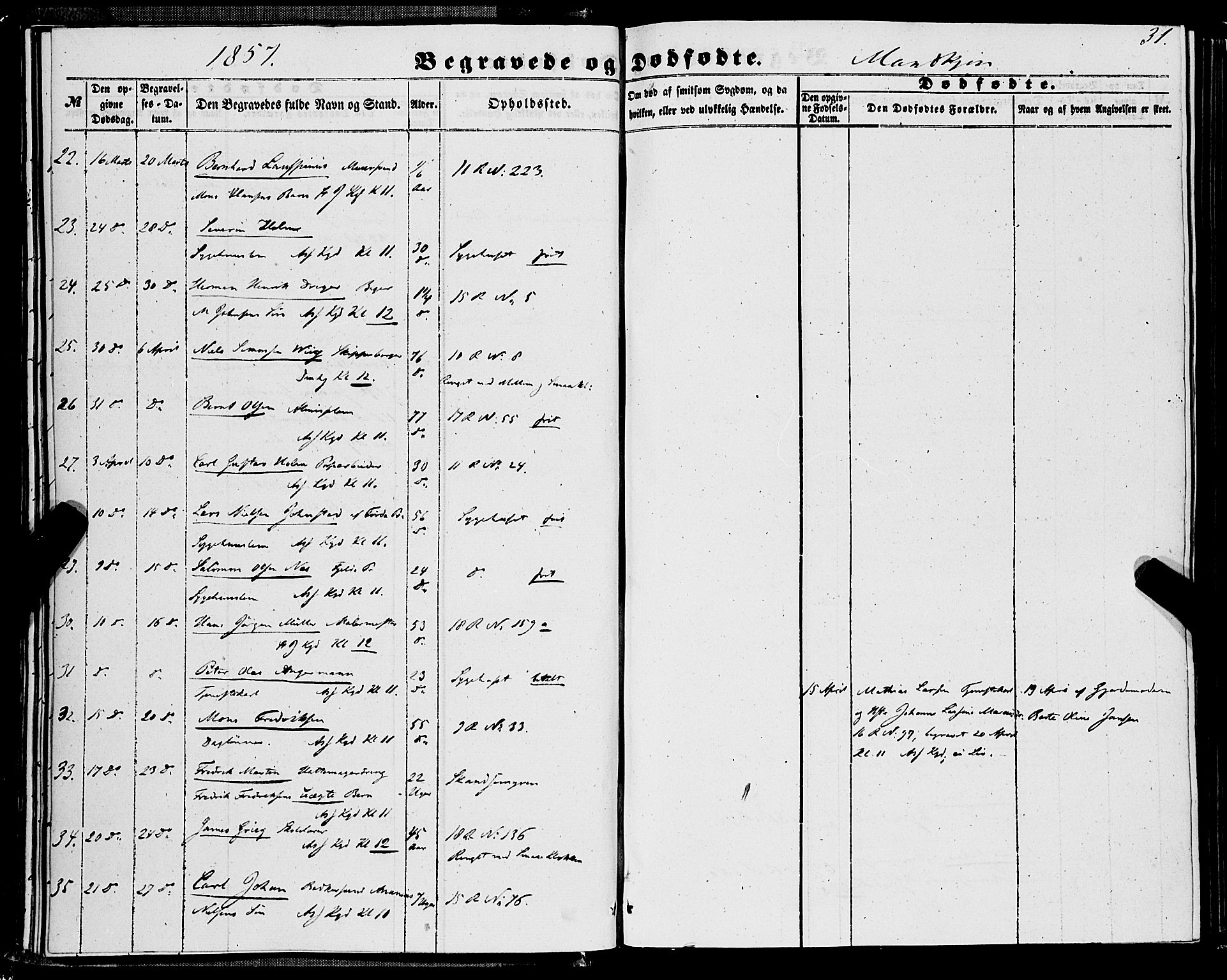 Domkirken sokneprestembete, AV/SAB-A-74801/H/Haa/L0041: Parish register (official) no. E 2, 1853-1863, p. 31