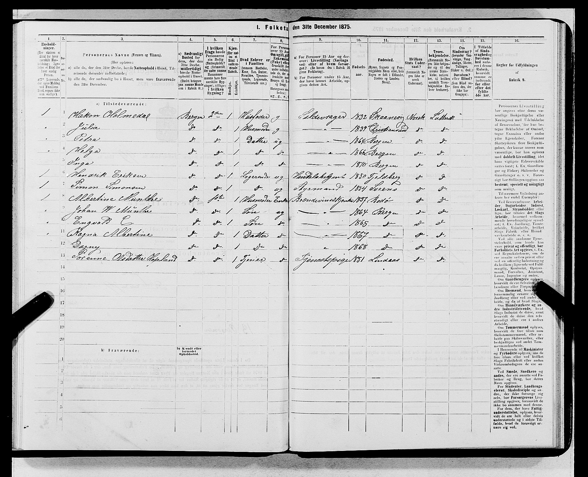 SAB, 1875 census for 1301 Bergen, 1875, p. 5357
