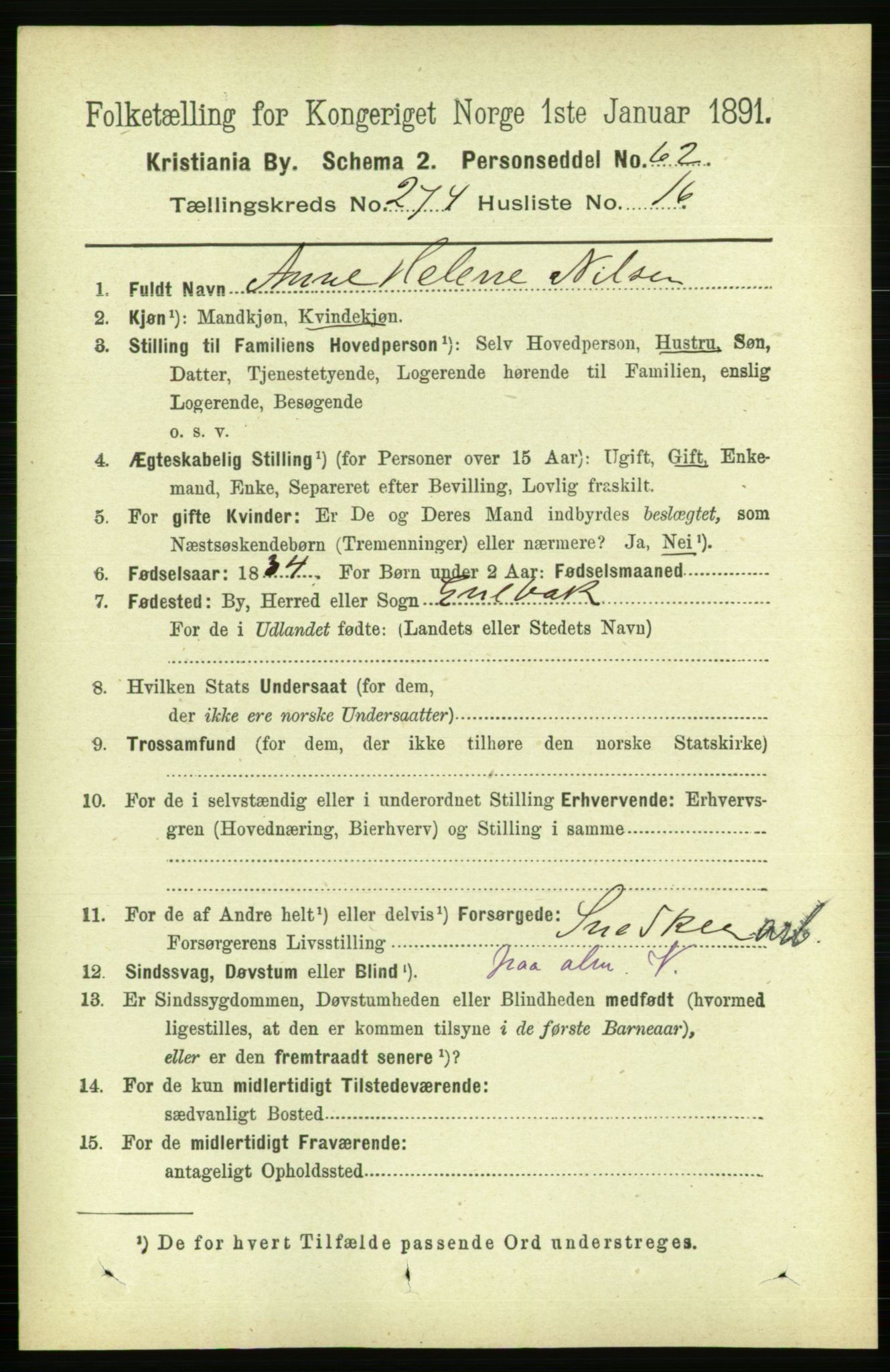 RA, 1891 census for 0301 Kristiania, 1891, p. 166699