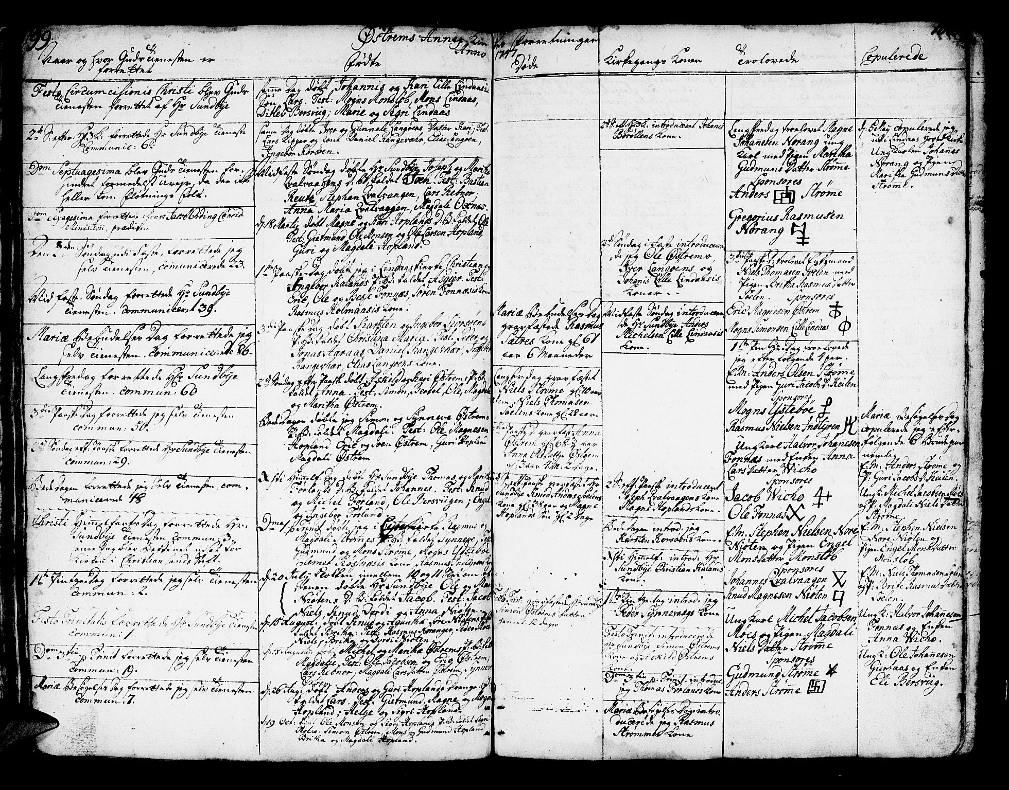 Lindås Sokneprestembete, SAB/A-76701/H/Haa: Parish register (official) no. A 2, 1740-1748, p. 99-100