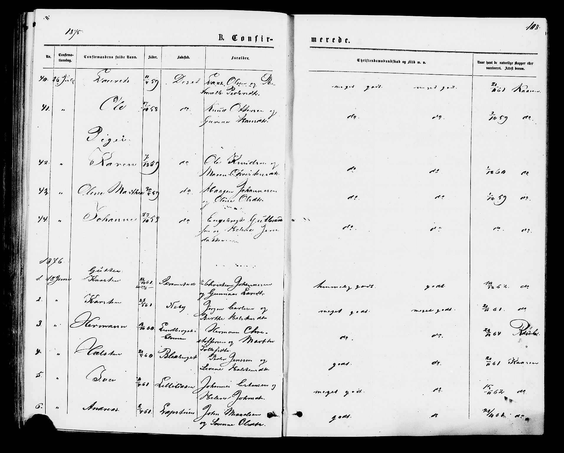 Åmot prestekontor, Hedmark, SAH/PREST-056/H/Ha/Haa/L0009: Parish register (official) no. 9, 1875-1883, p. 108