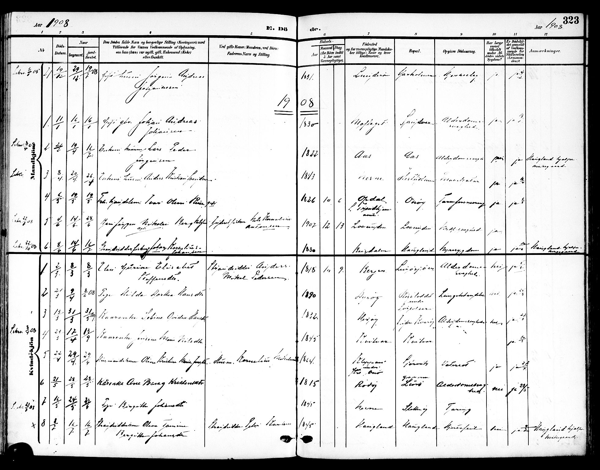 Ministerialprotokoller, klokkerbøker og fødselsregistre - Nordland, SAT/A-1459/839/L0569: Parish register (official) no. 839A06, 1903-1922, p. 323