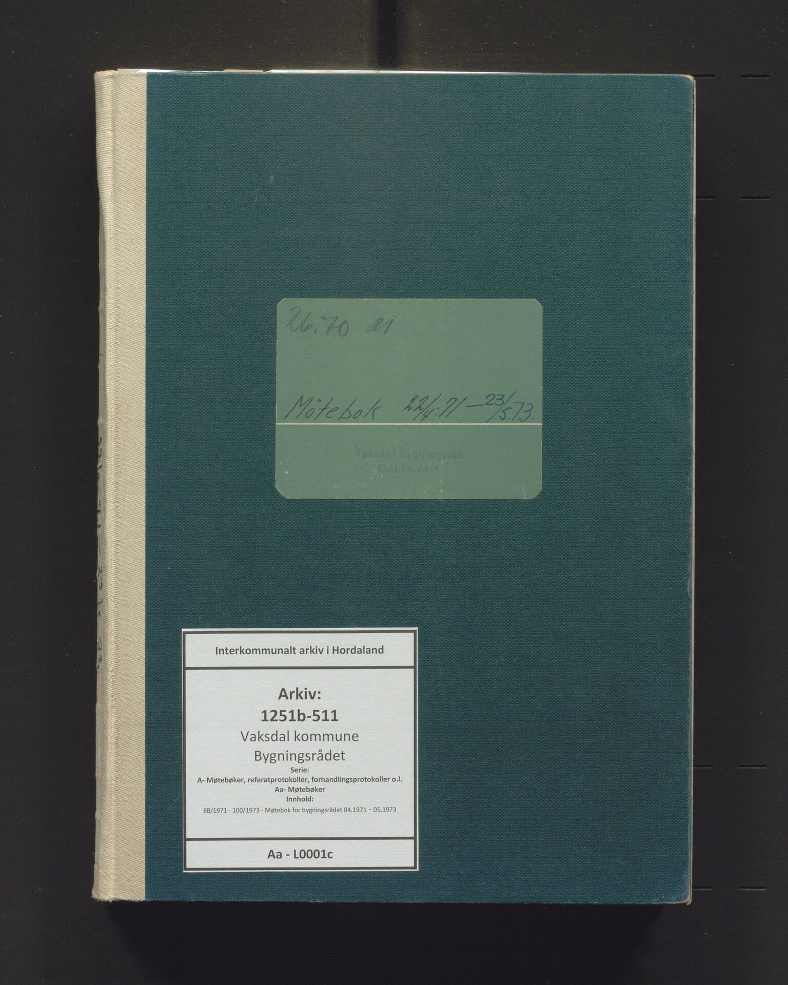 Vaksdal kommune. Bygningsrådet, IKAH/1251b-511/A/Aa/L0001c: Møtebok for Vaksdal bygningsråd, 1971-1973