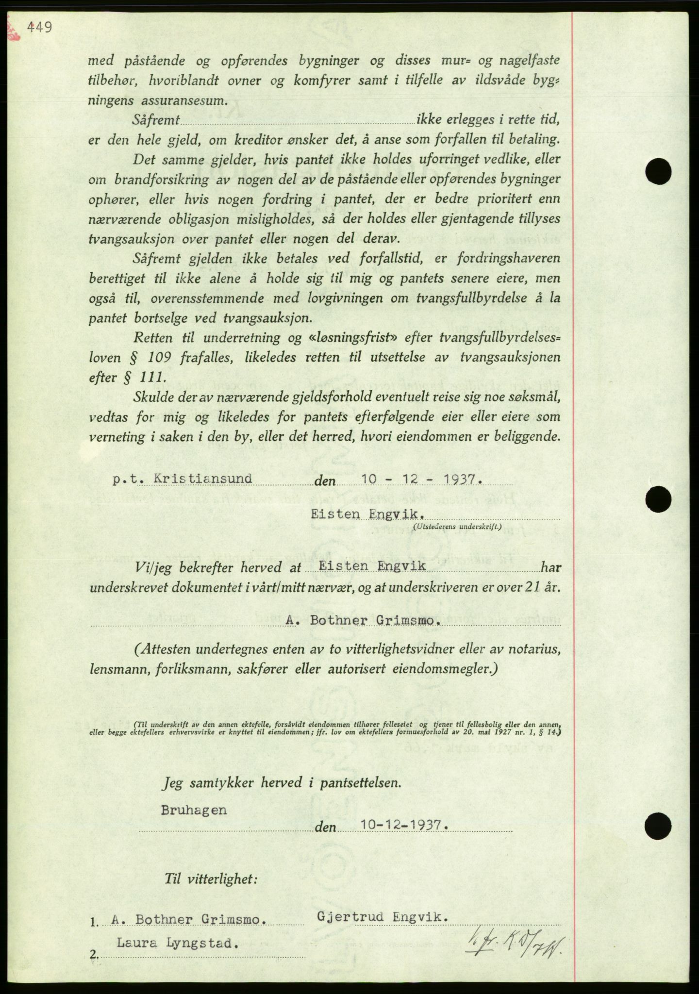 Nordmøre sorenskriveri, AV/SAT-A-4132/1/2/2Ca/L0092: Mortgage book no. B82, 1937-1938, Diary no: : 3062/1937