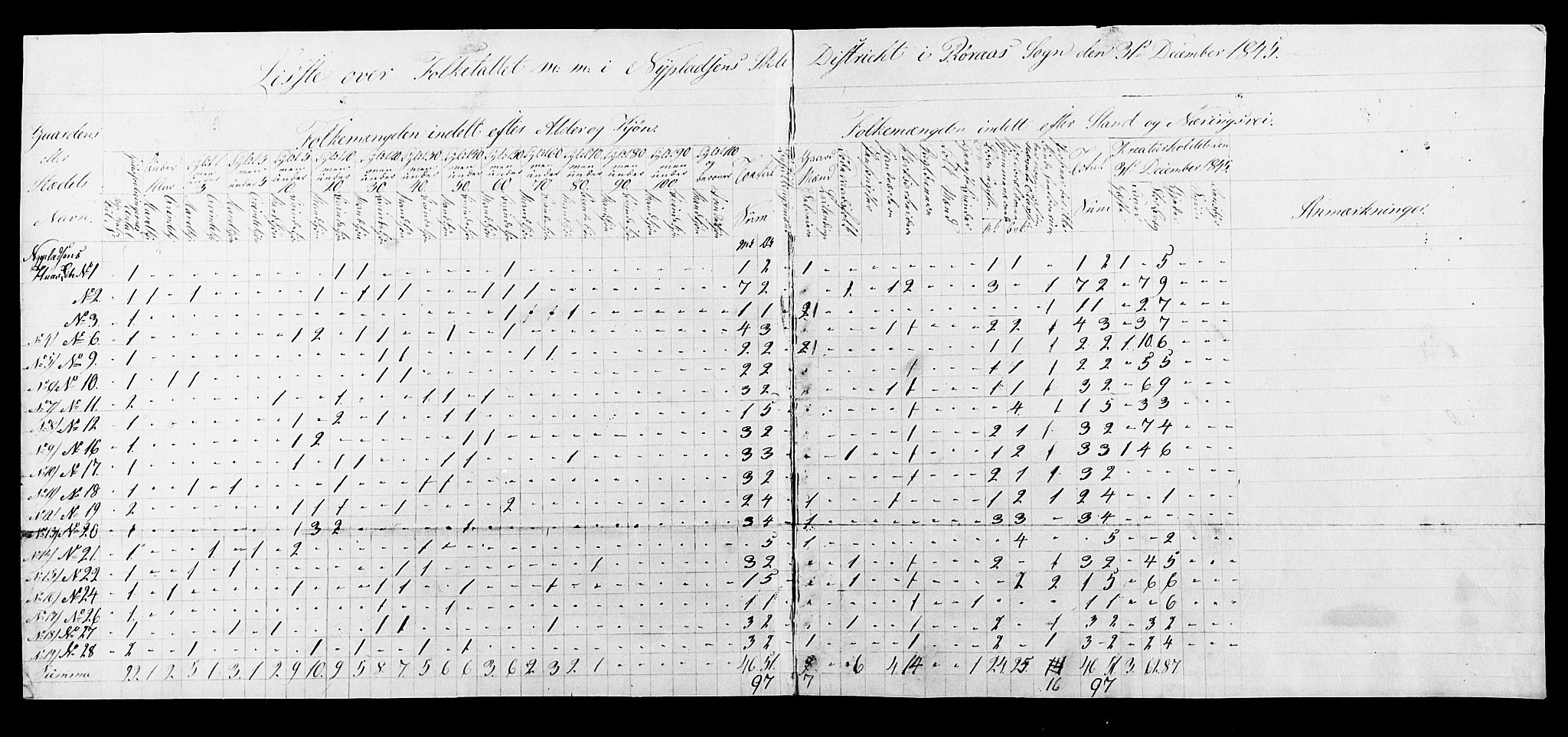 , Census 1845 for Røros/Røros, 1845, p. 13