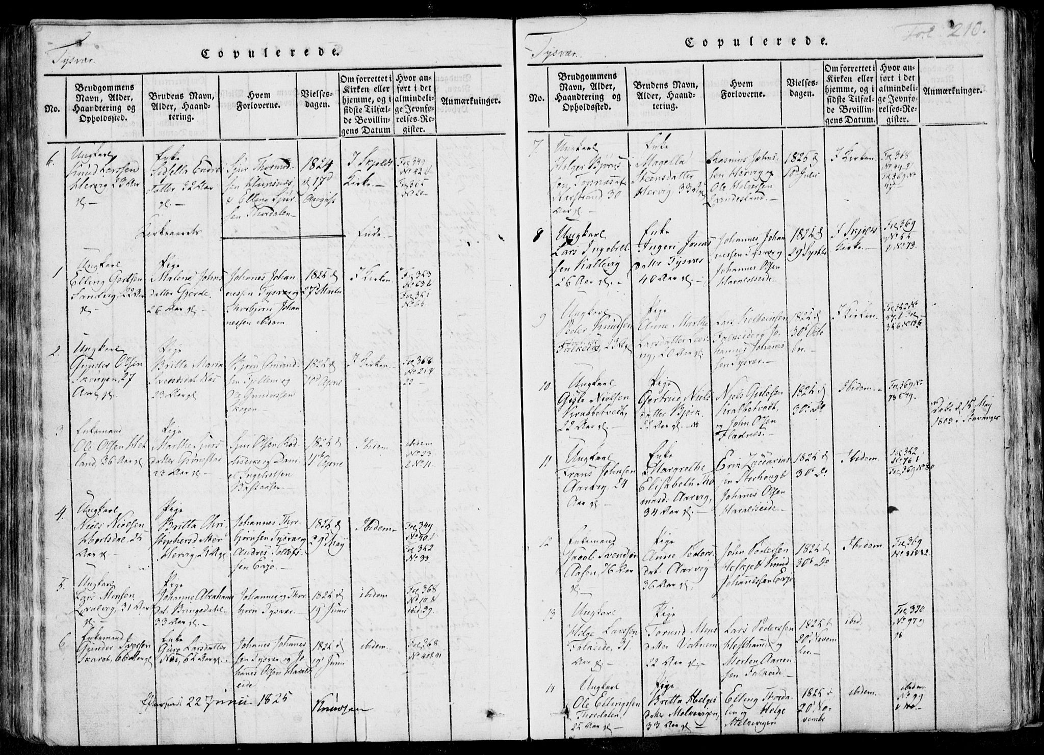 Skjold sokneprestkontor, SAST/A-101847/H/Ha/Haa/L0004: Parish register (official) no. A 4 /1, 1815-1830, p. 210