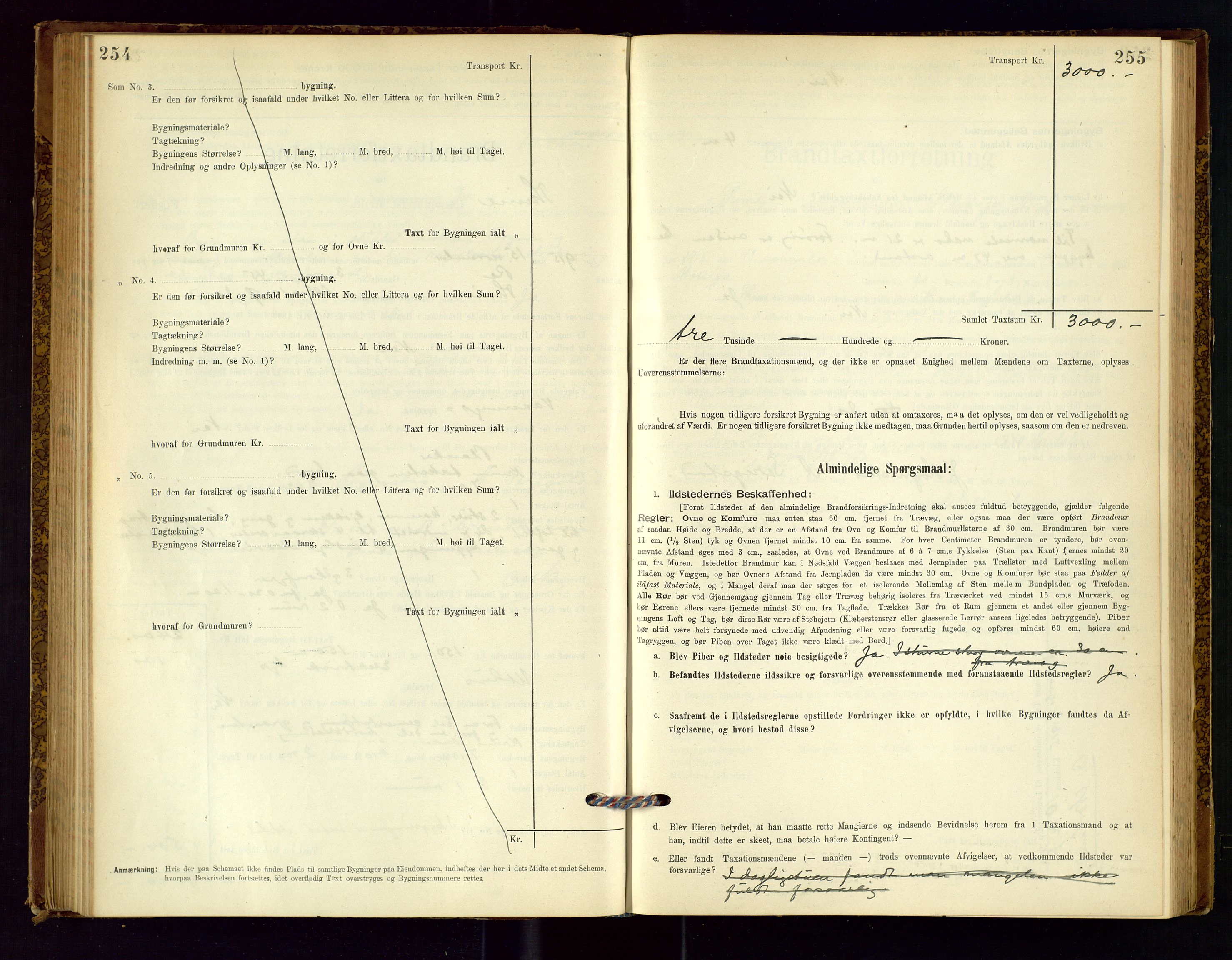 Time lensmannskontor, AV/SAST-A-100420/Gob/L0001: Branntakstprotokoll, 1896-1914, p. 254-255