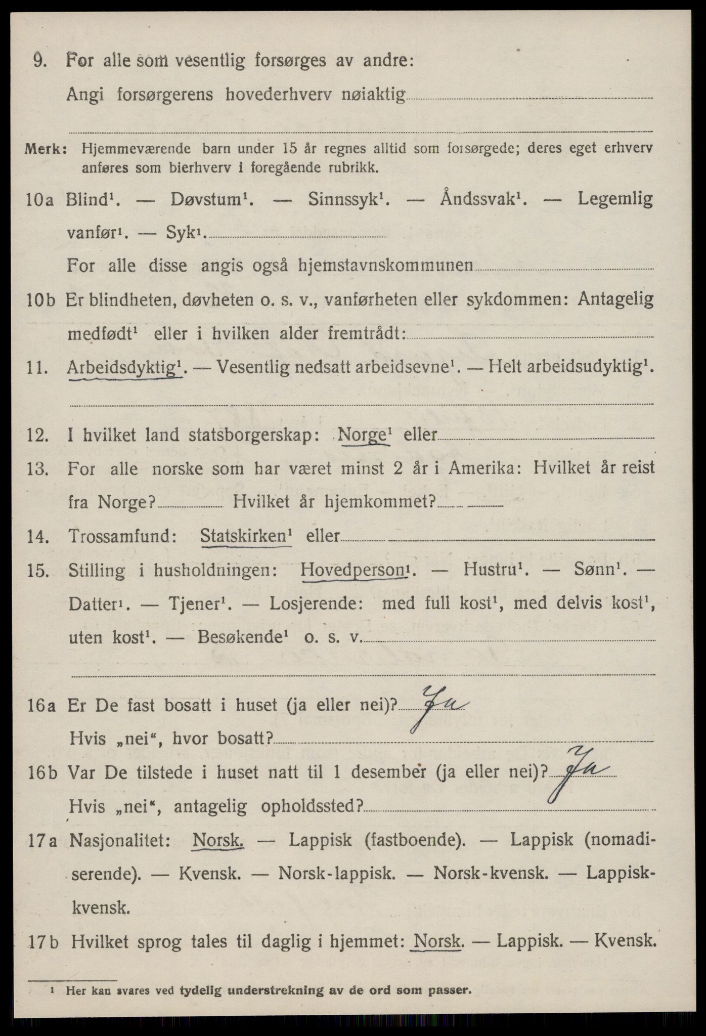 SAT, 1920 census for Agdenes, 1920, p. 2266