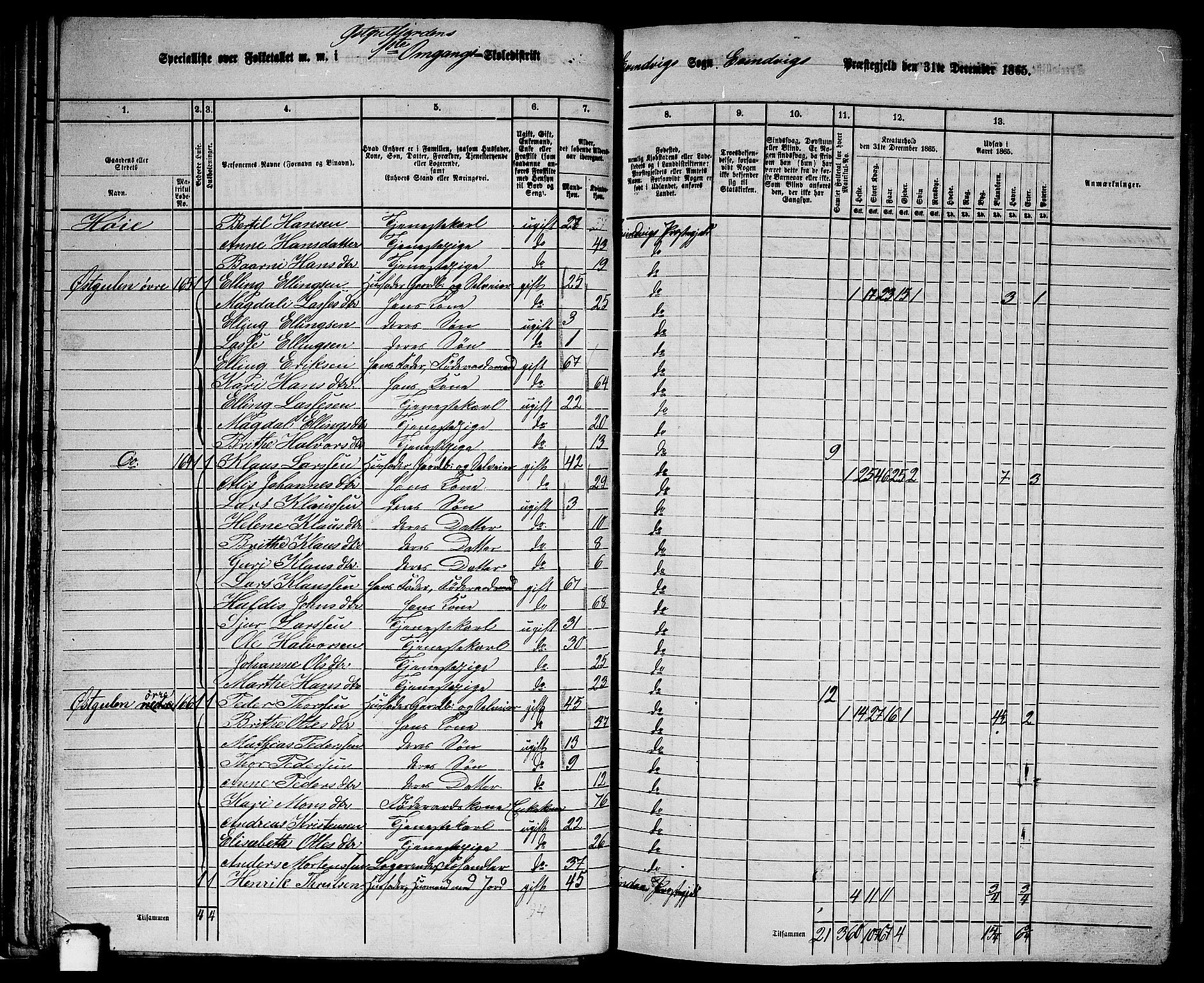 RA, 1865 census for Eivindvik, 1865, p. 41