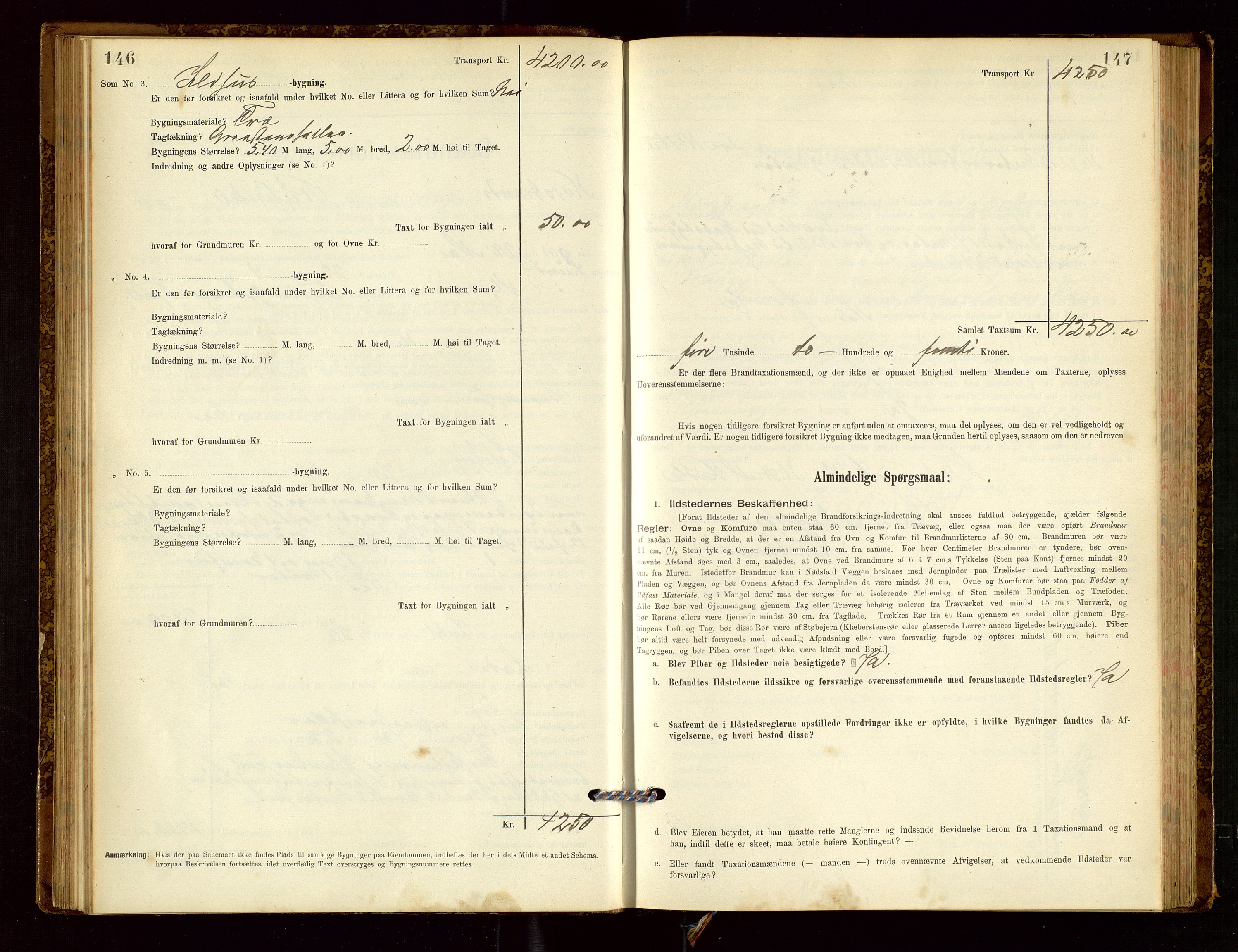 Nedstrand lensmannskontor, SAST/A-100236/Gob/L0001: "Brandtaxationsprotokol for Nerstrand Lensmandsdistrikt Ryfylke fogderi", 1895-1915, p. 146-147